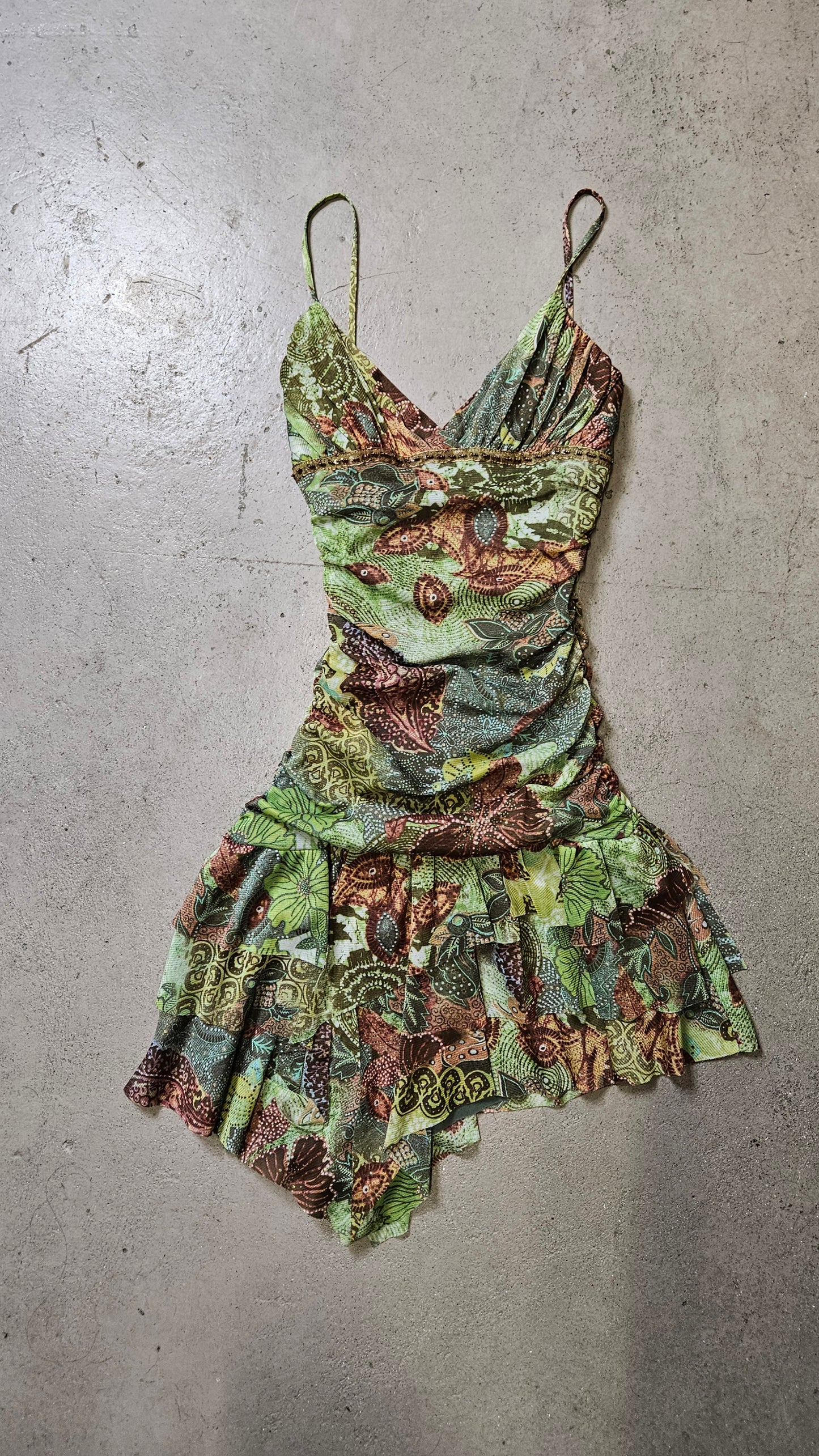 Robe en voile asymétrique tons verts