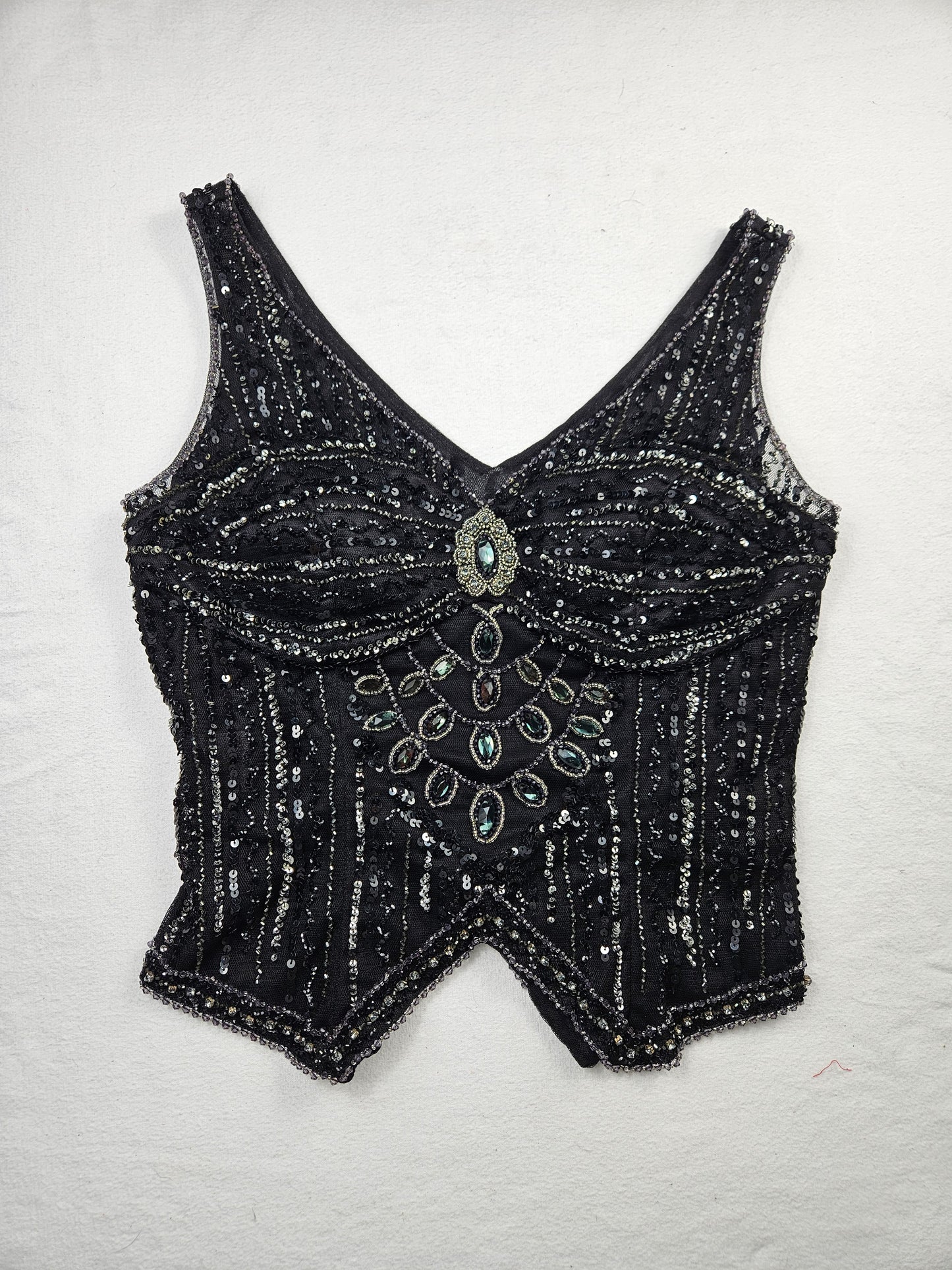 Black embroidered voile top