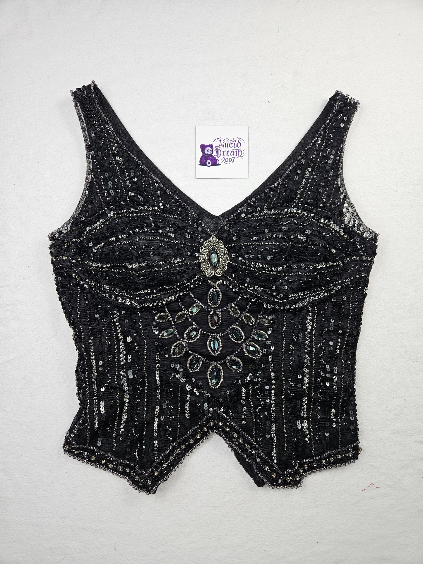 Black embroidered voile top