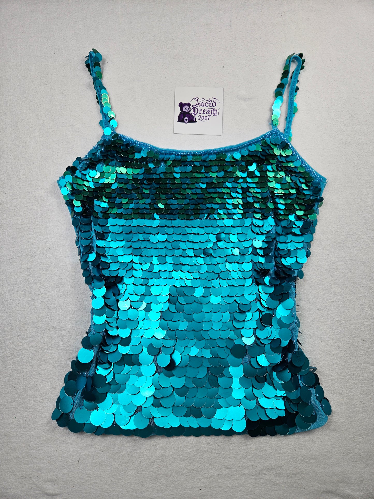 Blue sequined top