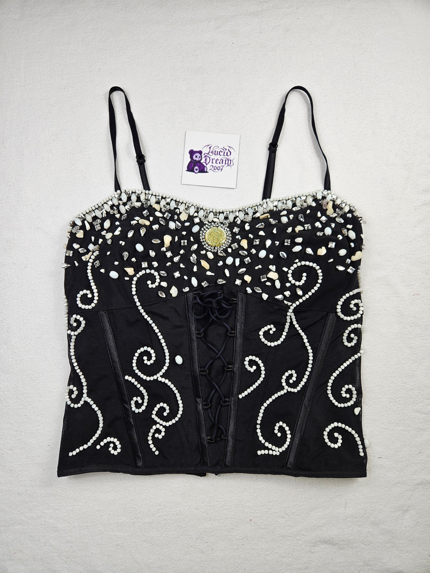 Top embroidered with pearls and stones