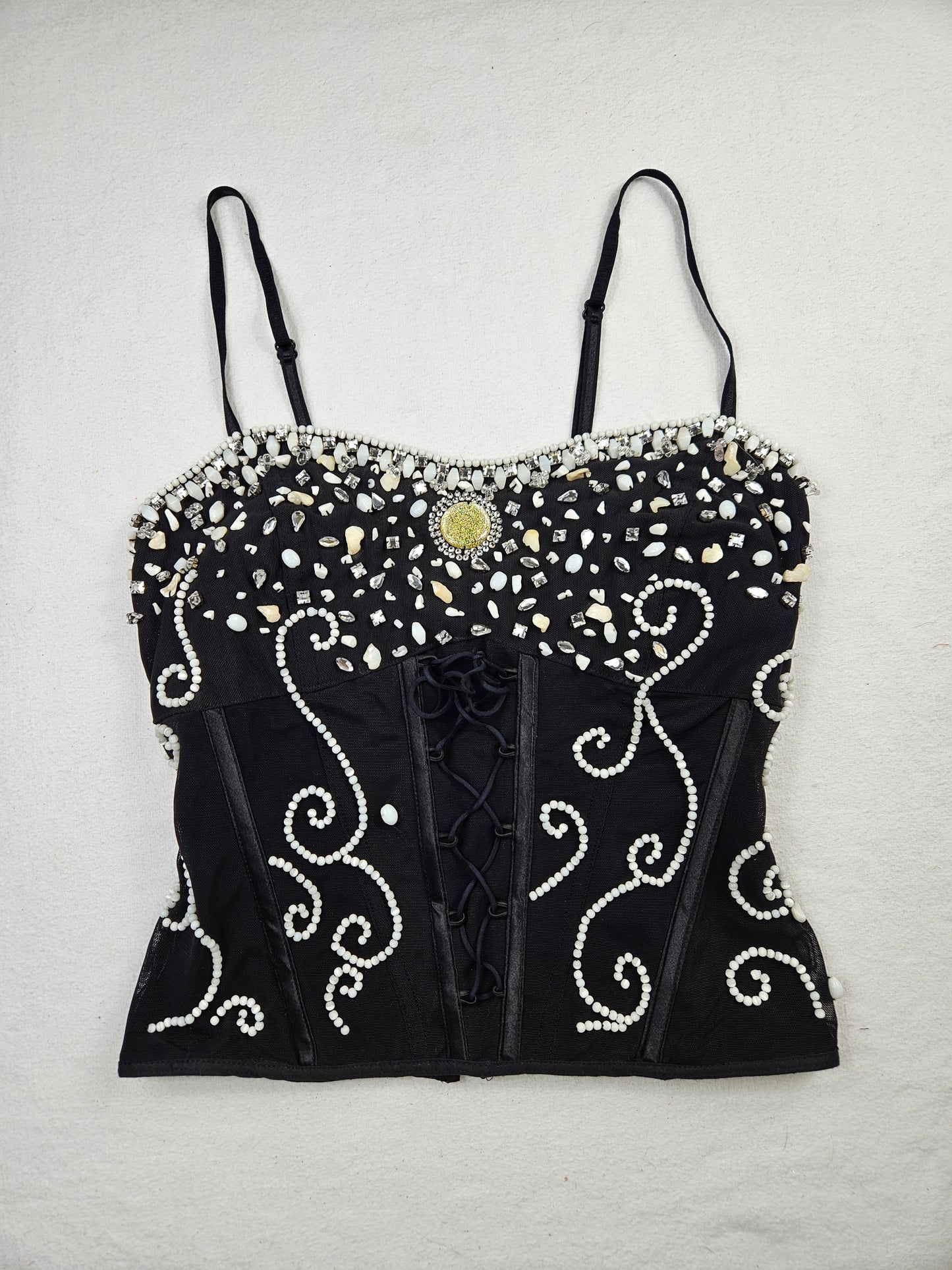 Top embroidered with pearls and stones