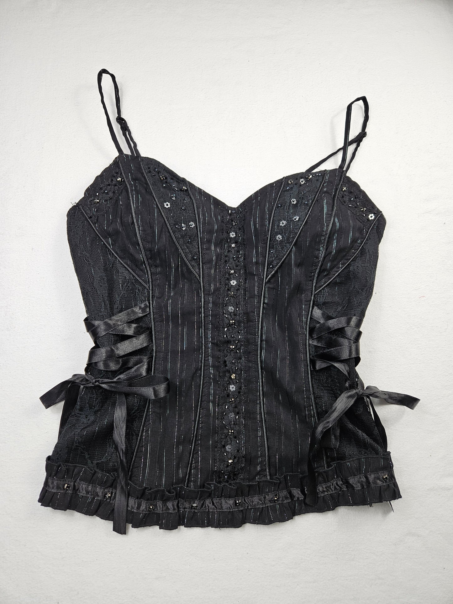 Haut esprit corset noir à laçage