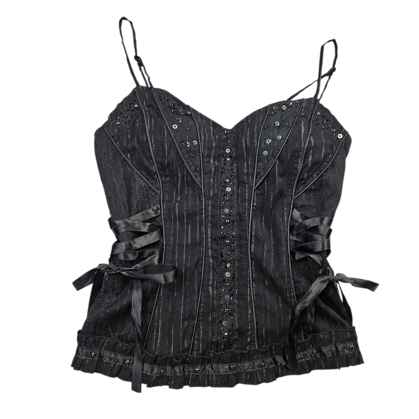 Haut esprit corset noir à laçage