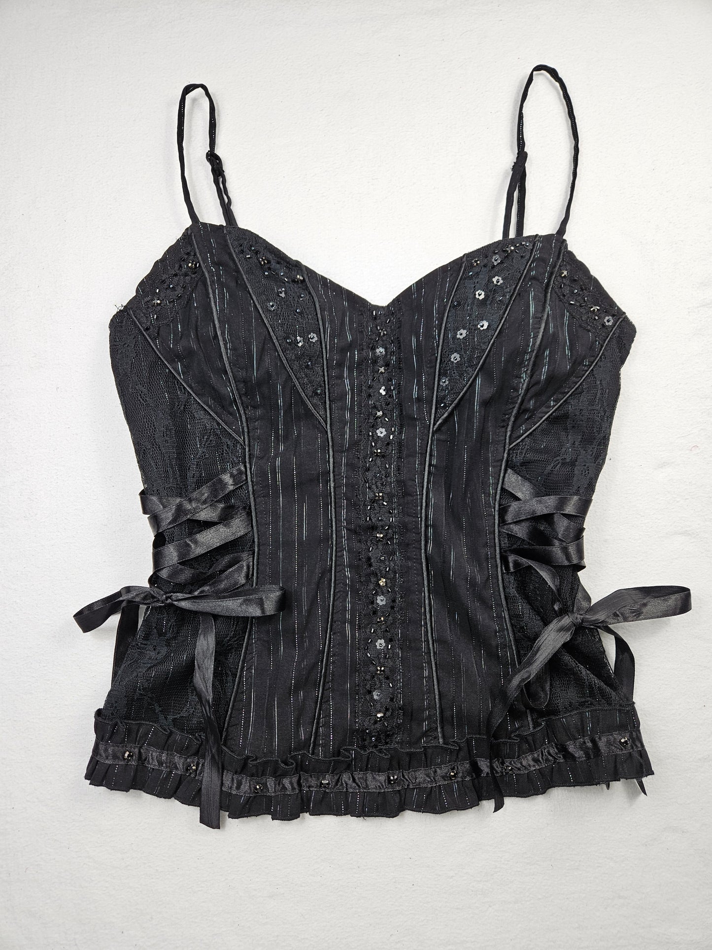 Haut esprit corset noir à laçage