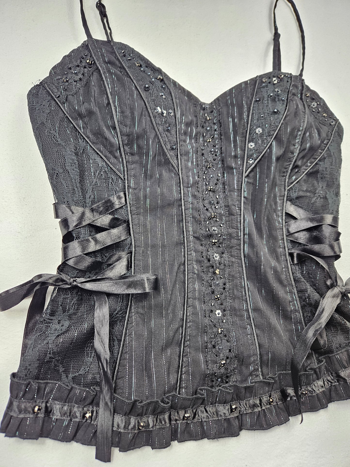 Haut esprit corset noir à laçage