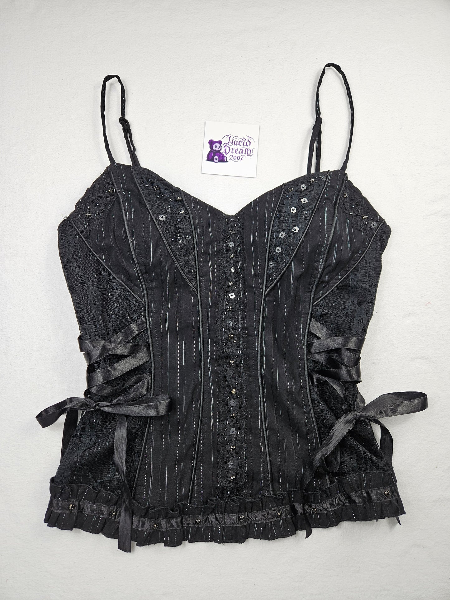 Haut esprit corset noir à laçage