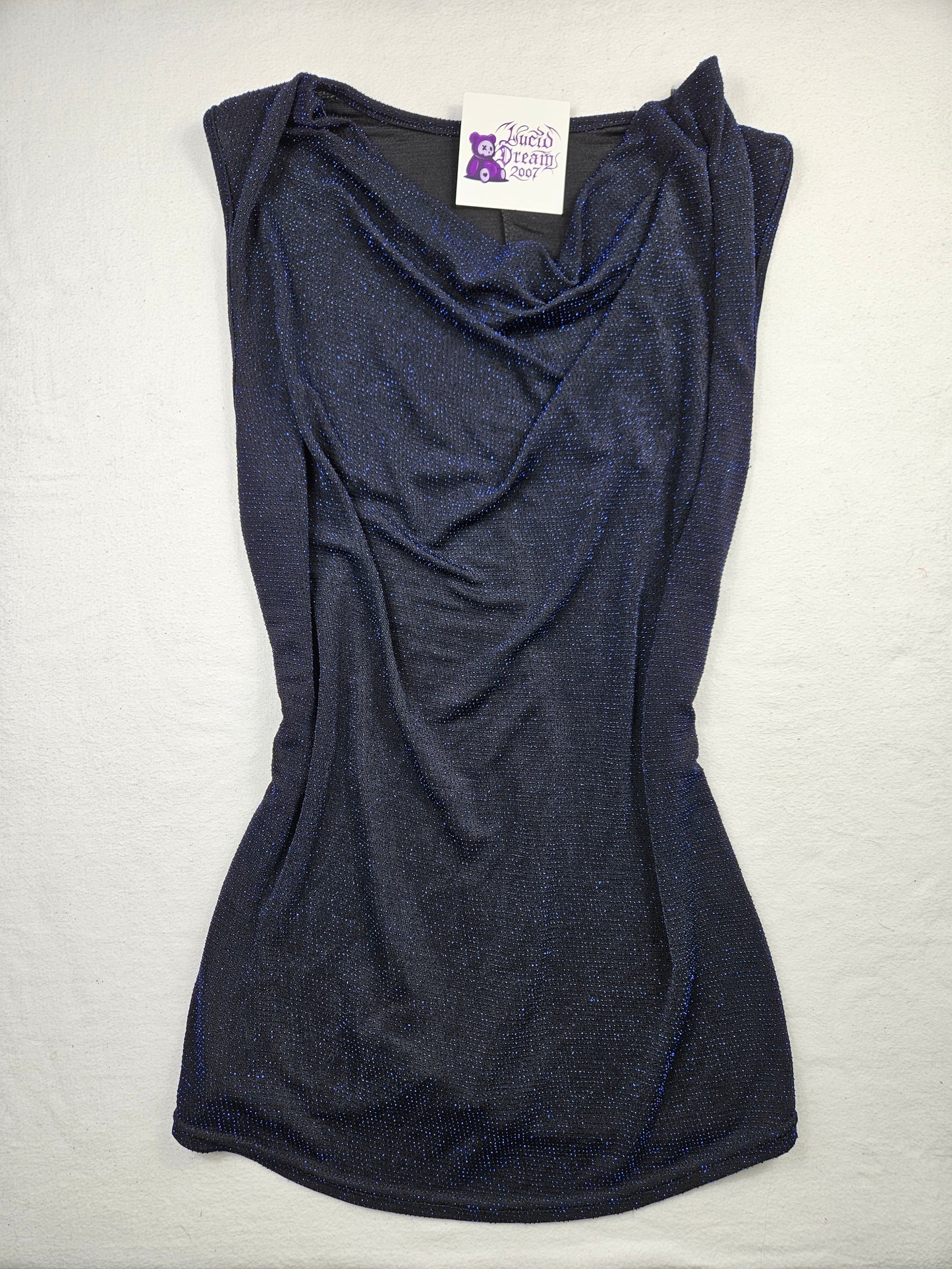 Haut col bénitier bleu