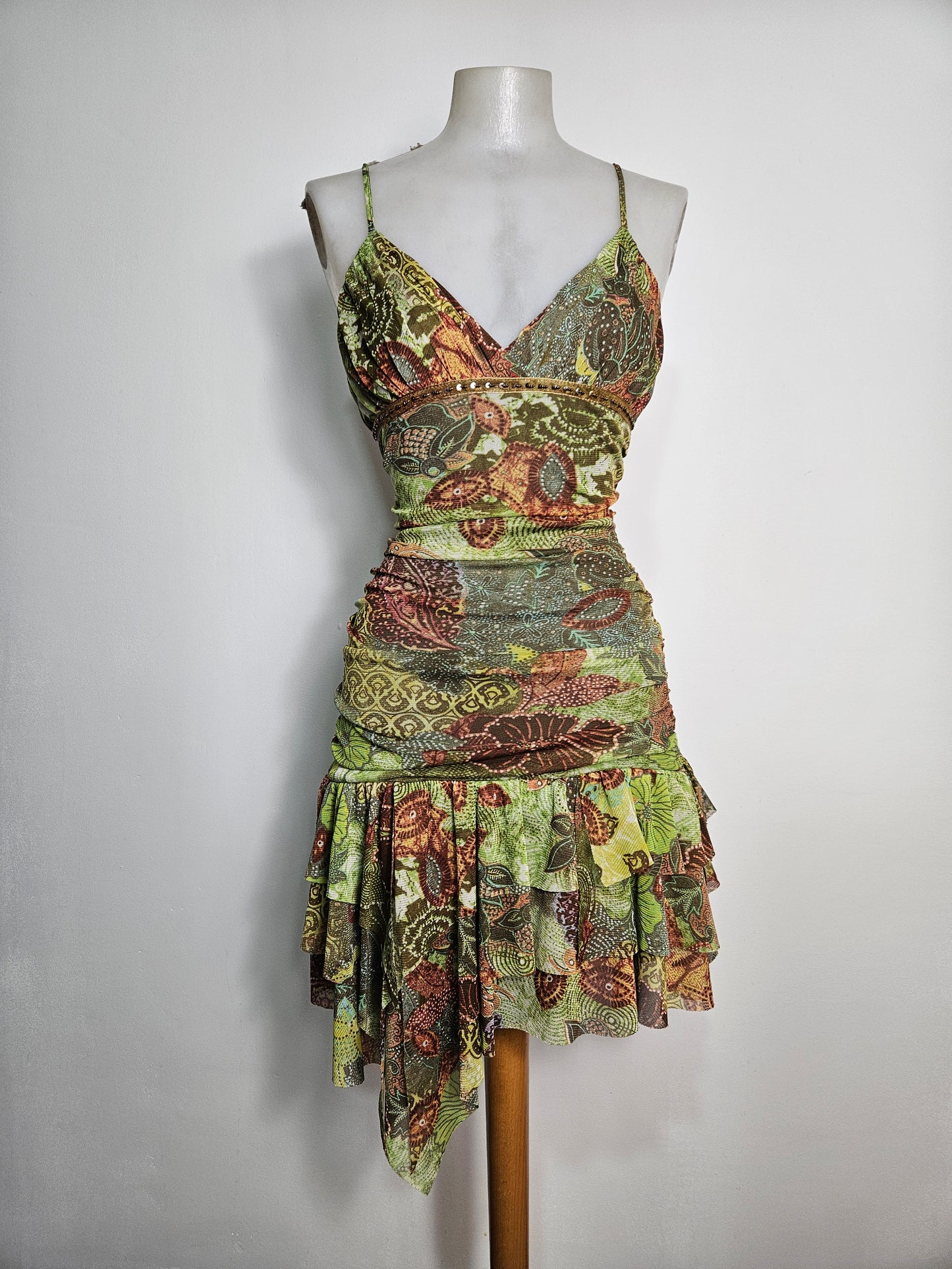 Robe en voile asymétrique tons verts