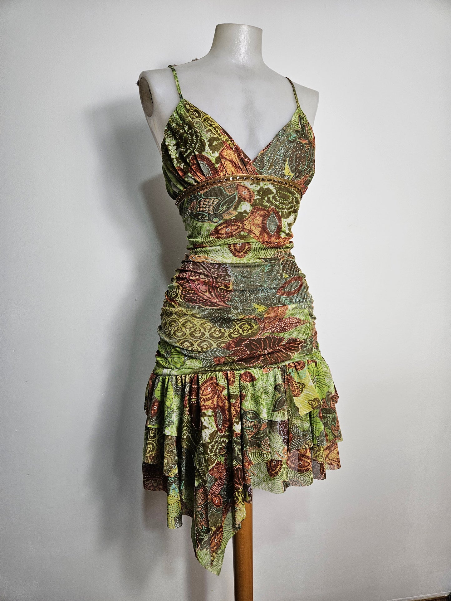 Robe en voile asymétrique tons verts