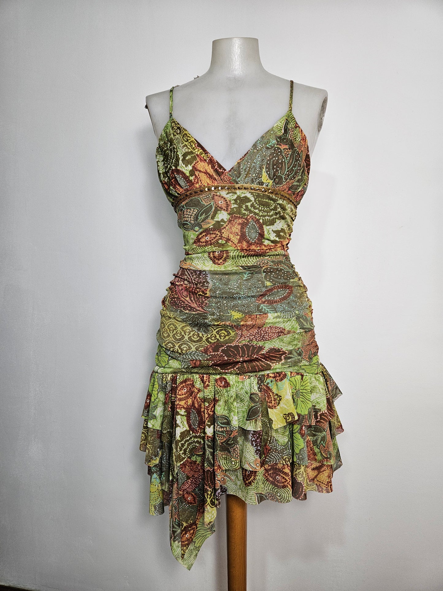 Robe en voile asymétrique tons verts