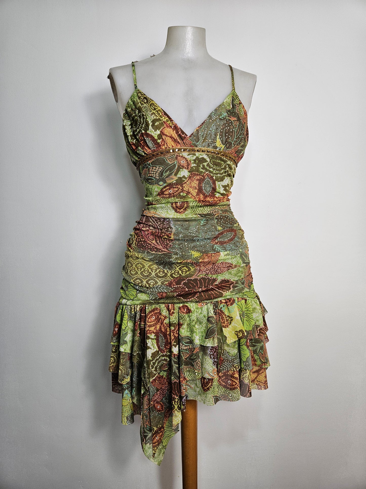 Robe en voile asymétrique tons verts