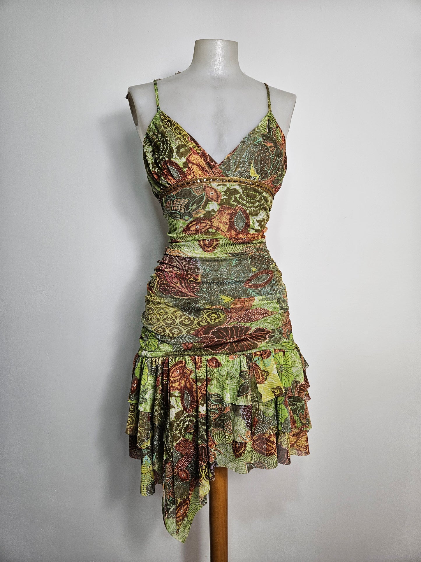 Robe en voile asymétrique tons verts