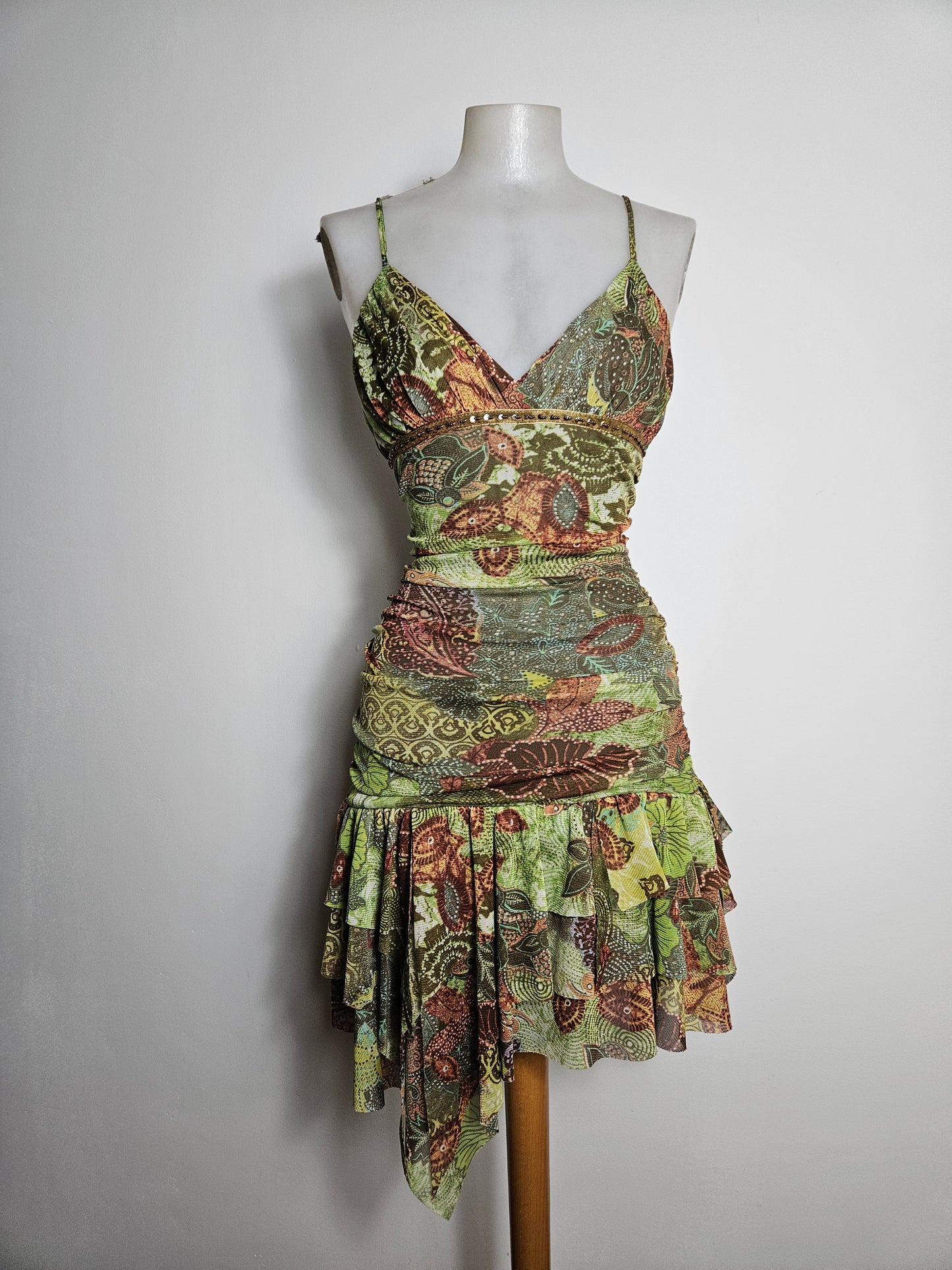 Robe en voile asymétrique tons verts