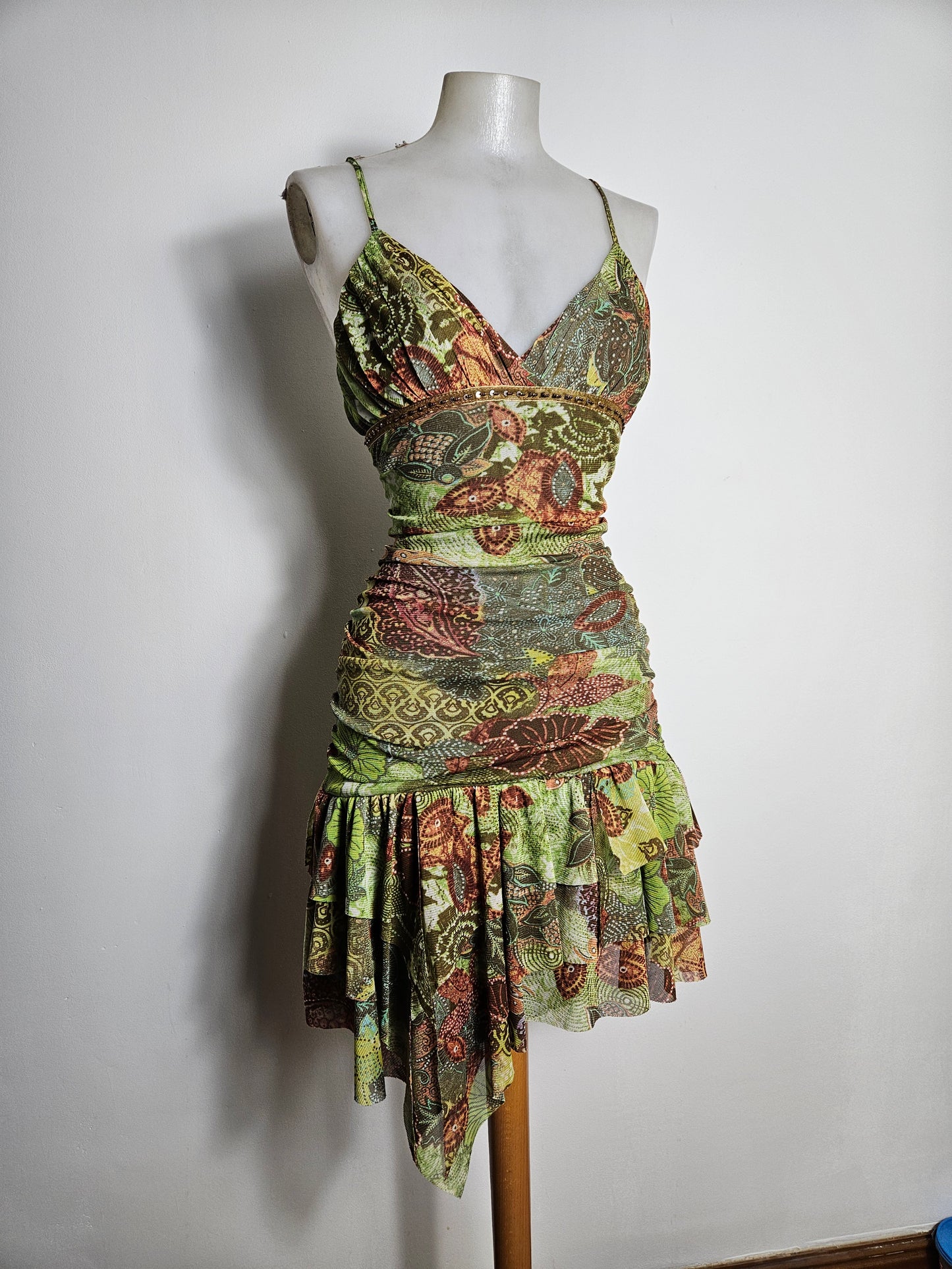 Robe en voile asymétrique tons verts