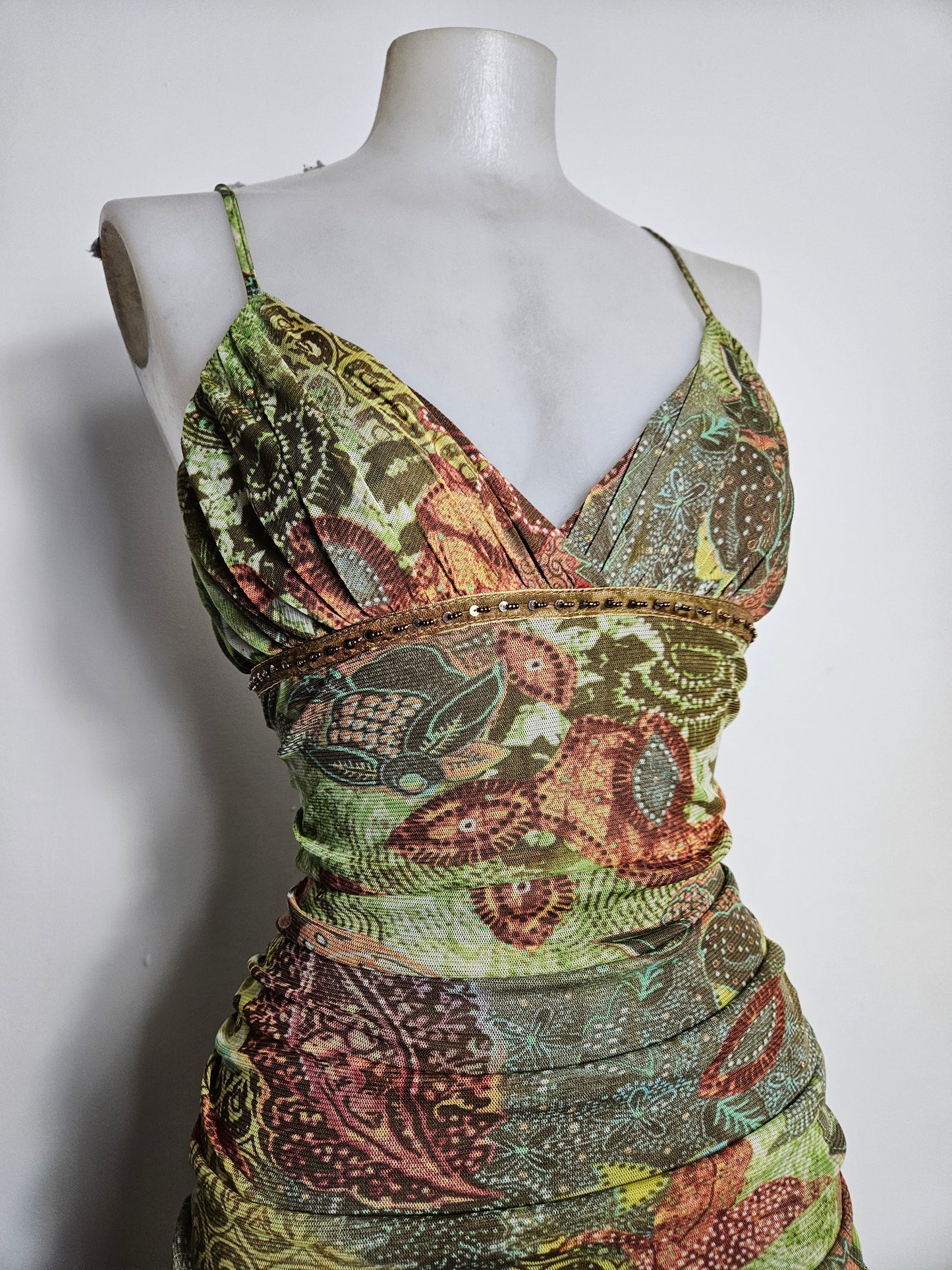 Robe en voile asymétrique tons verts