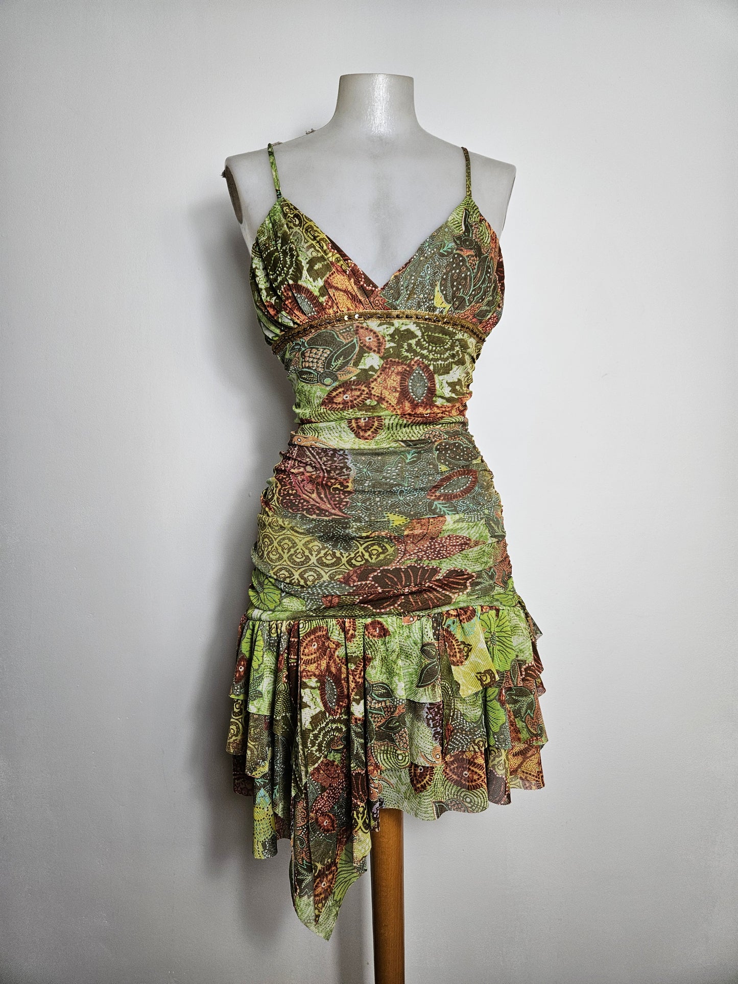 Robe en voile asymétrique tons verts