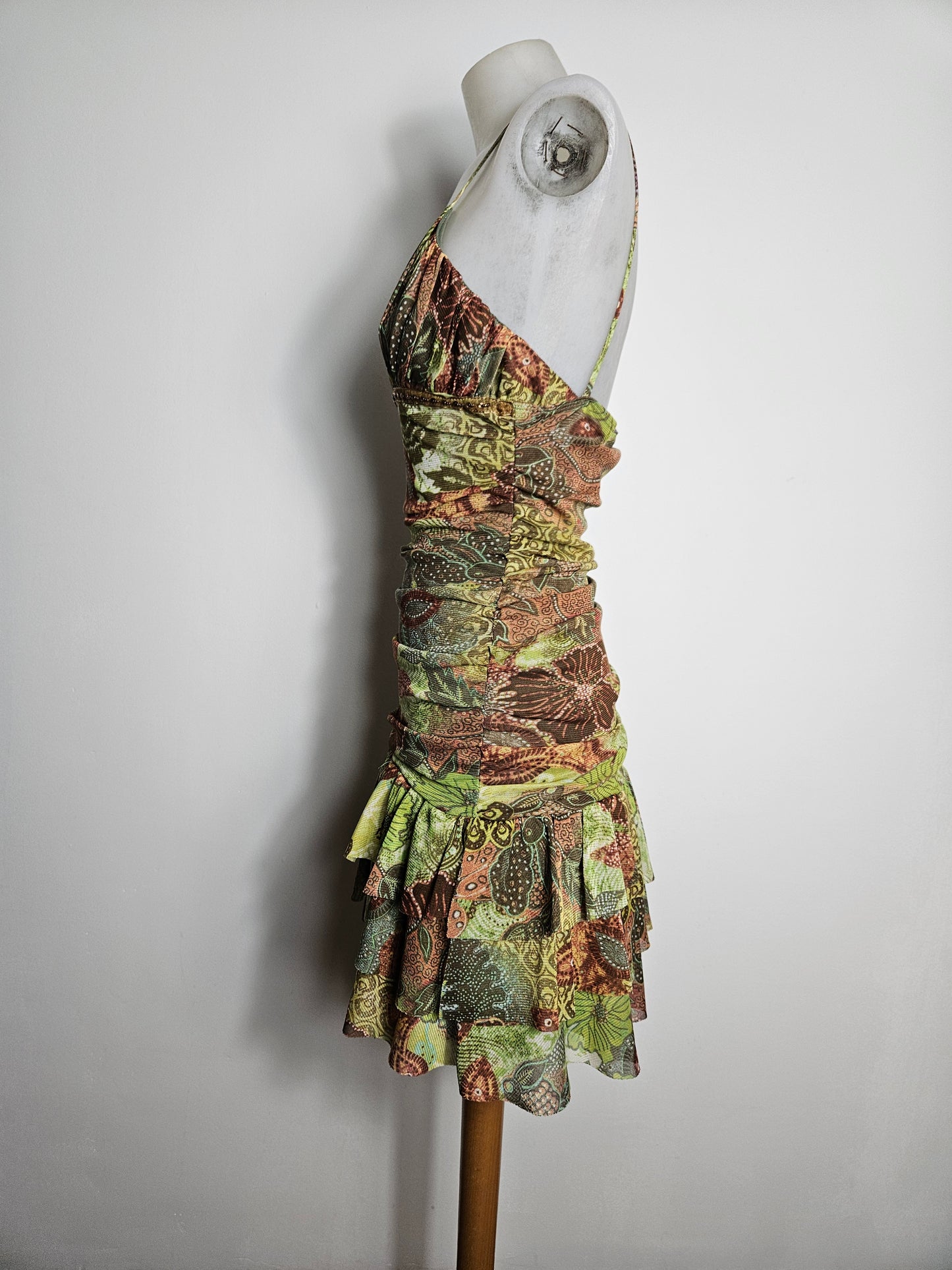 Robe en voile asymétrique tons verts
