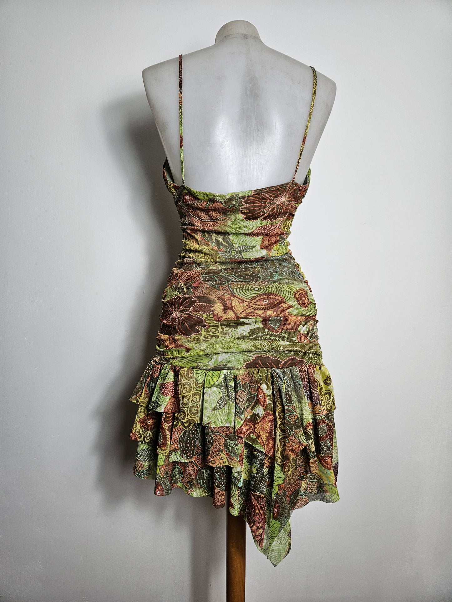 Robe en voile asymétrique tons verts