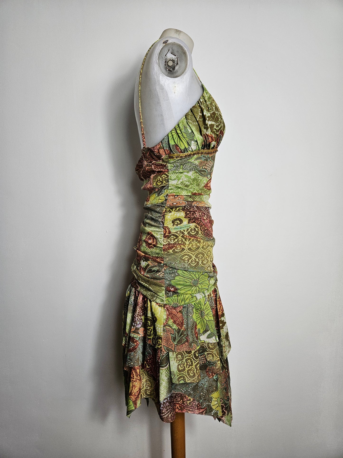 Robe en voile asymétrique tons verts