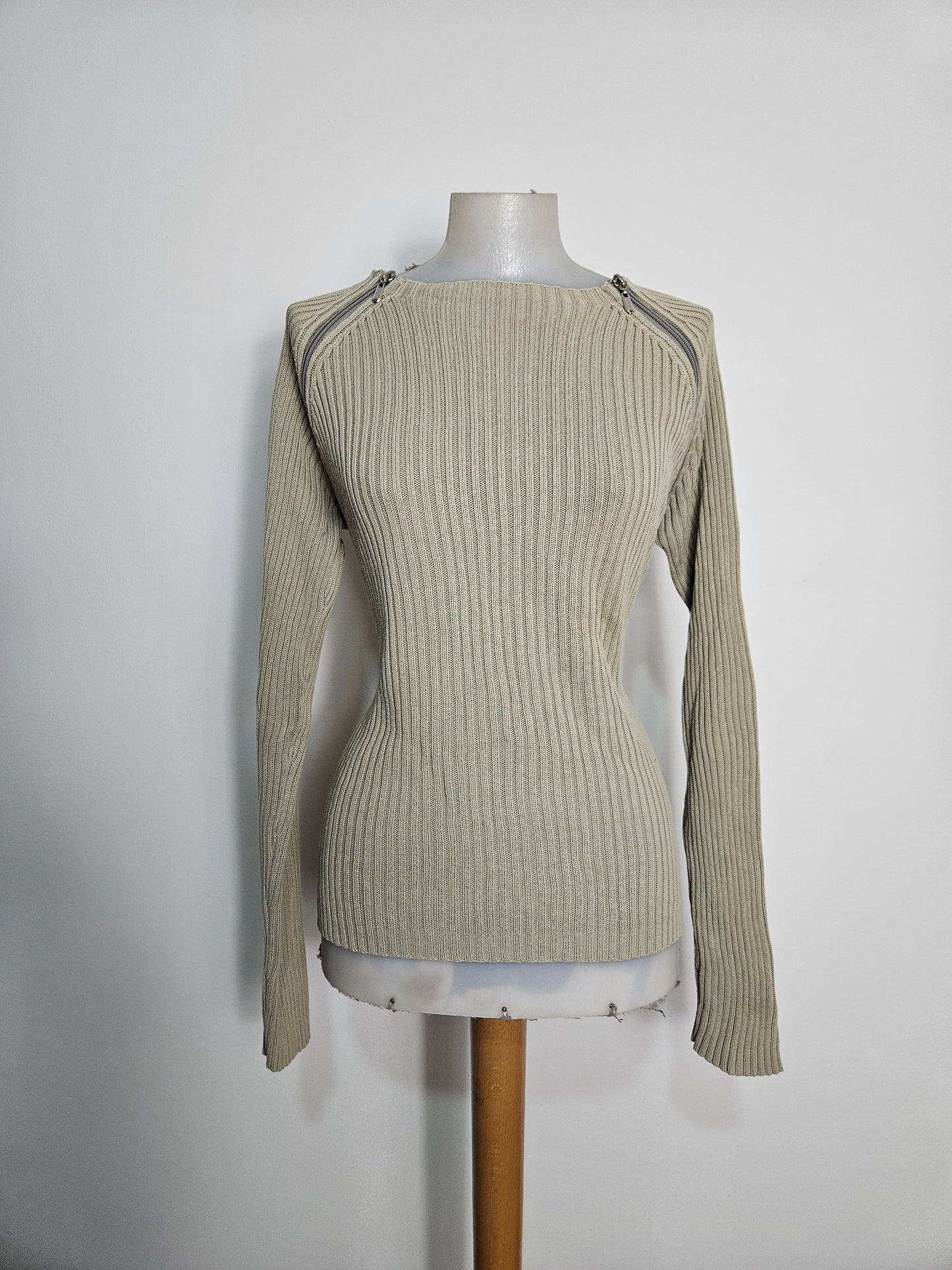 Pull à double zip kaki