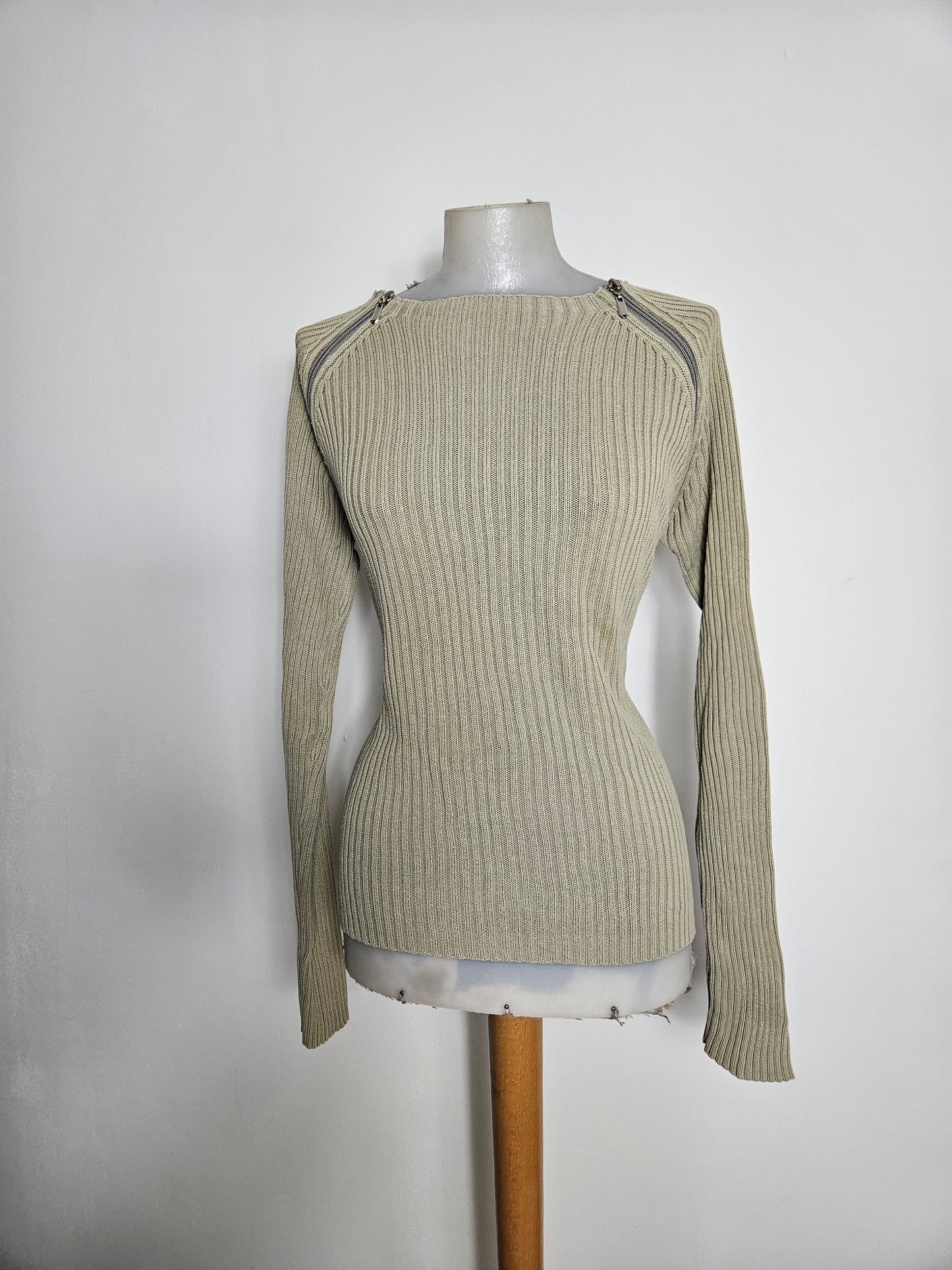Pull à double zip kaki