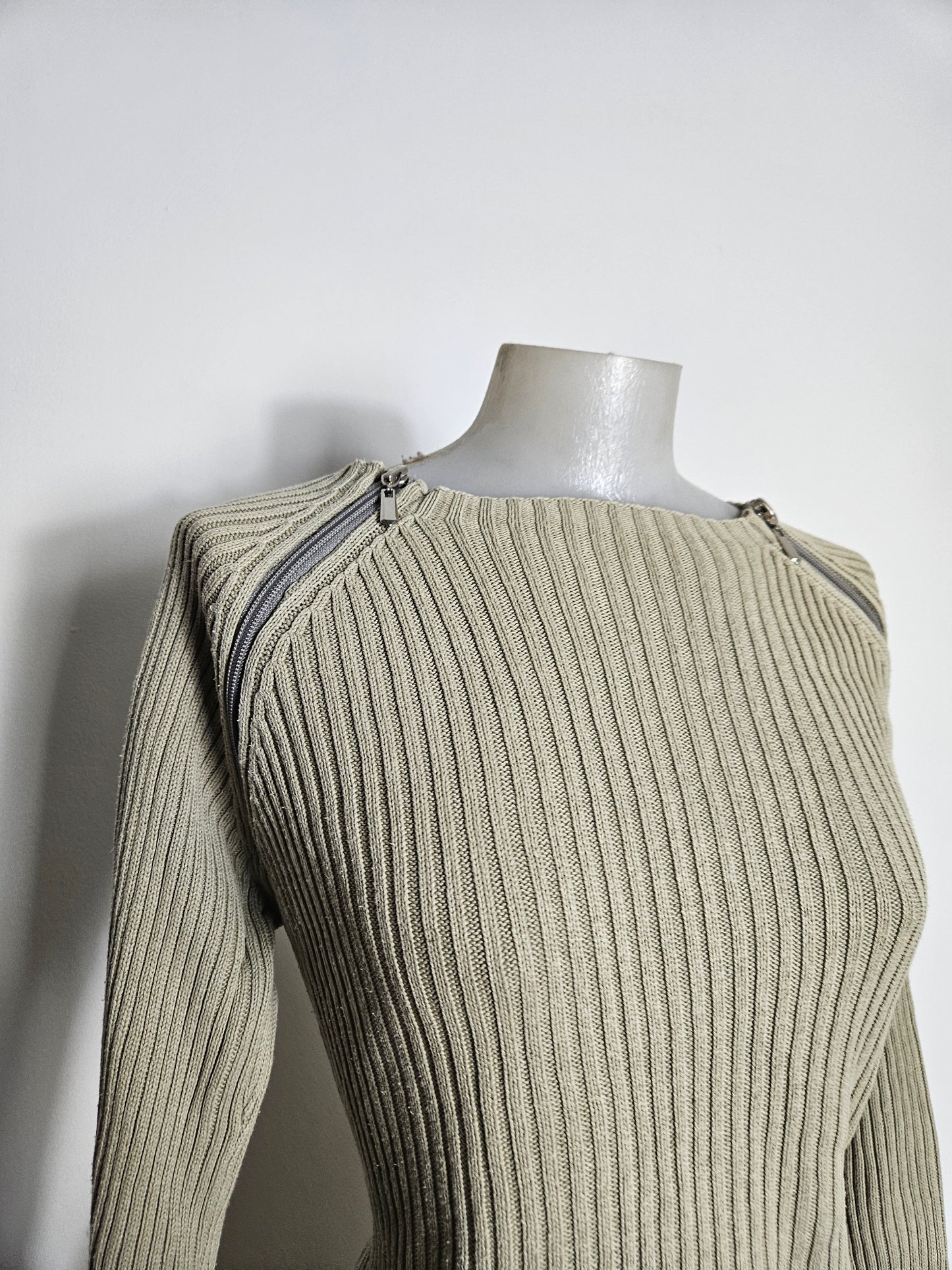 Pull à double zip kaki