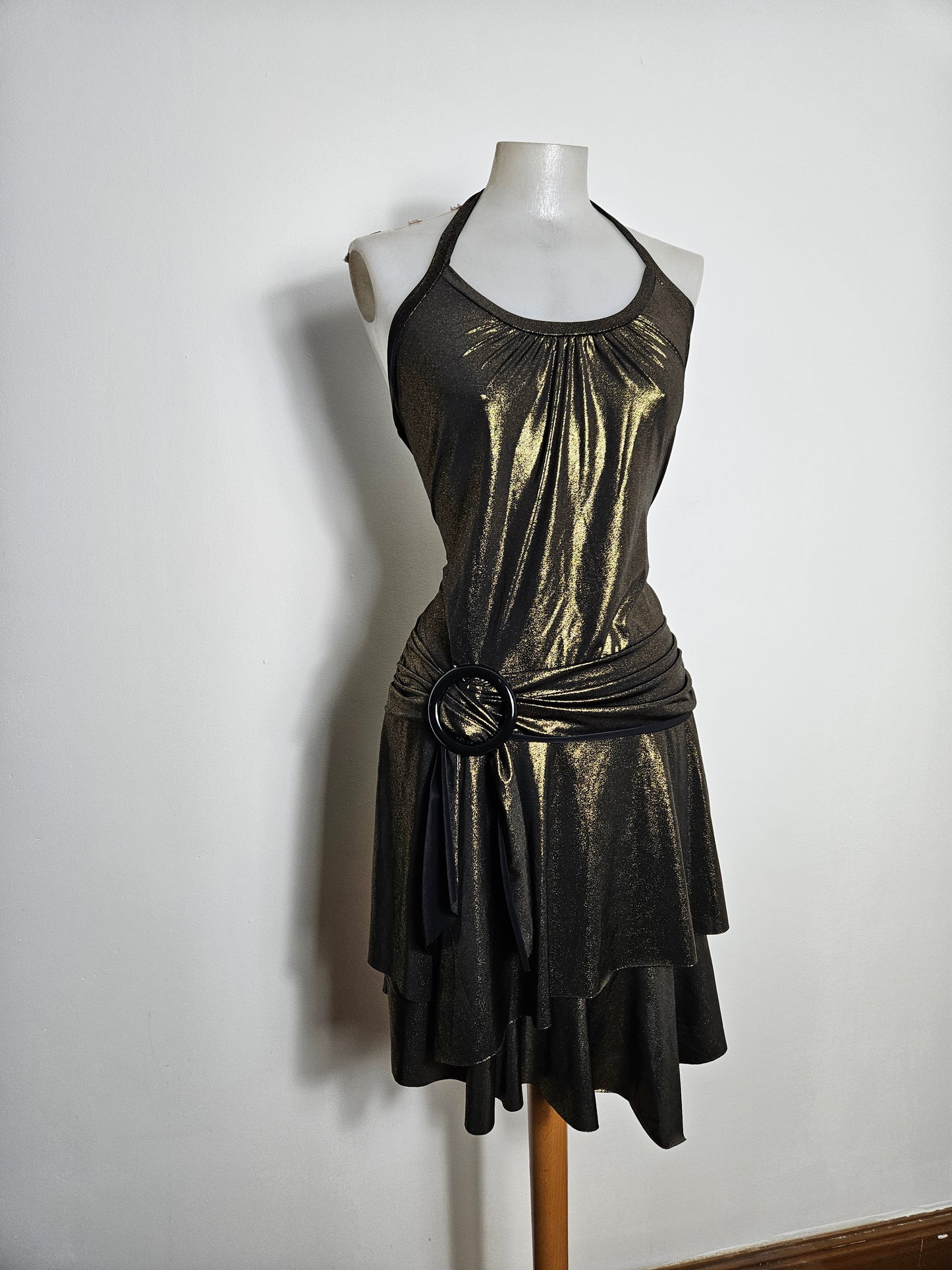 Robe dos nu drapé bronze