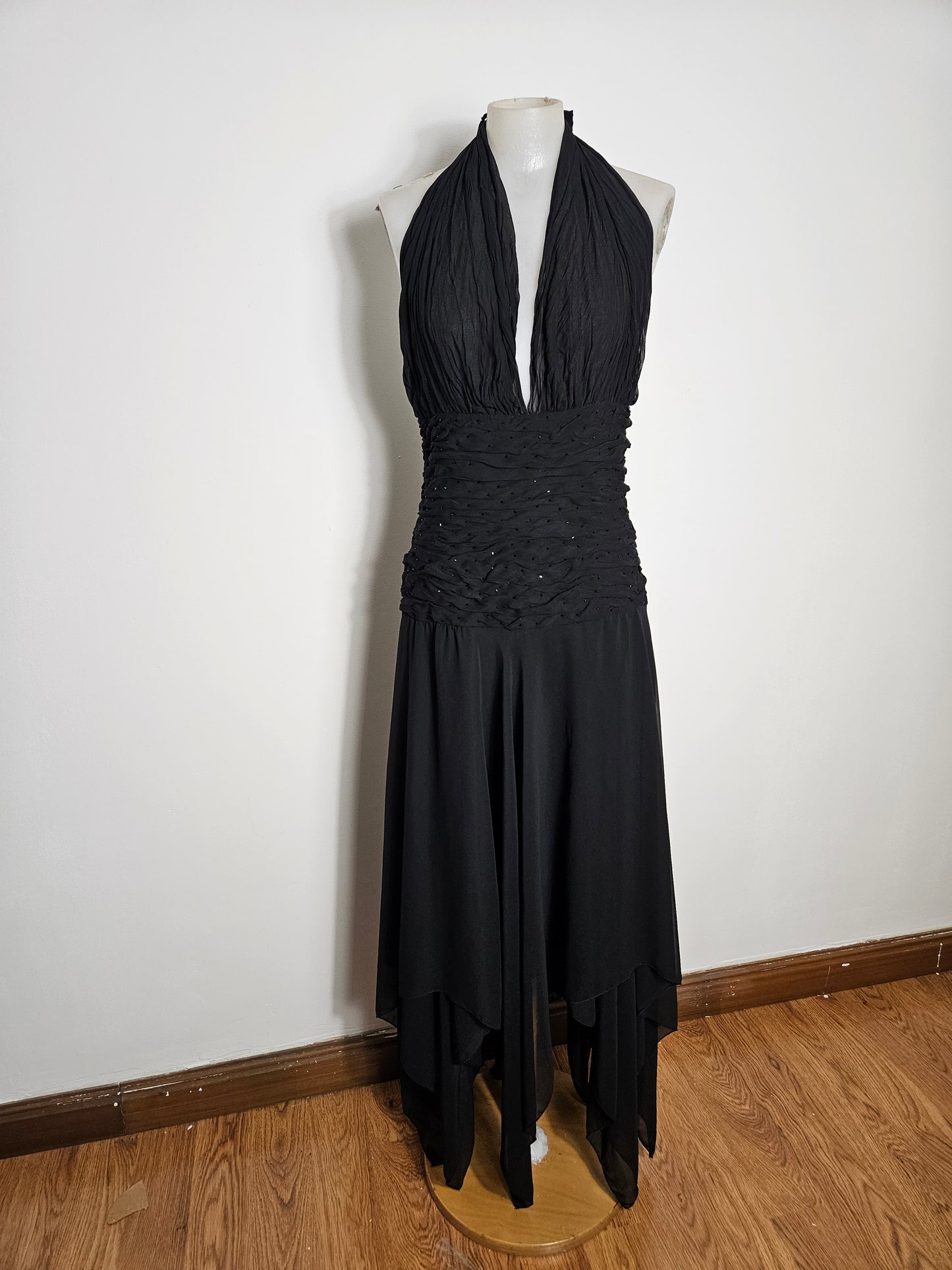 Vestido largo de gasa negra