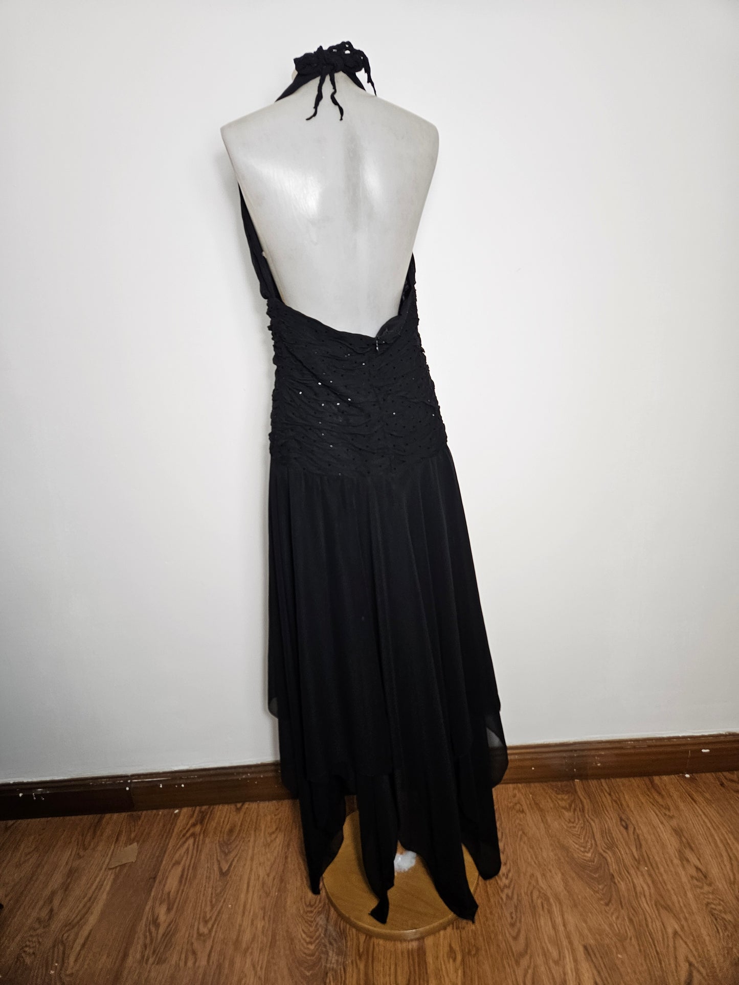 Vestido largo de gasa negra