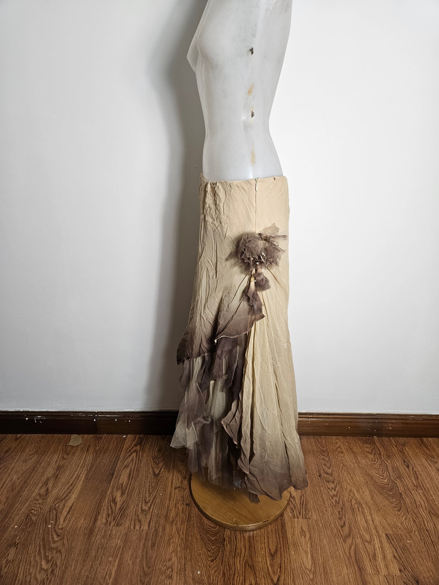 Ensemble à volants tons beige et marron
