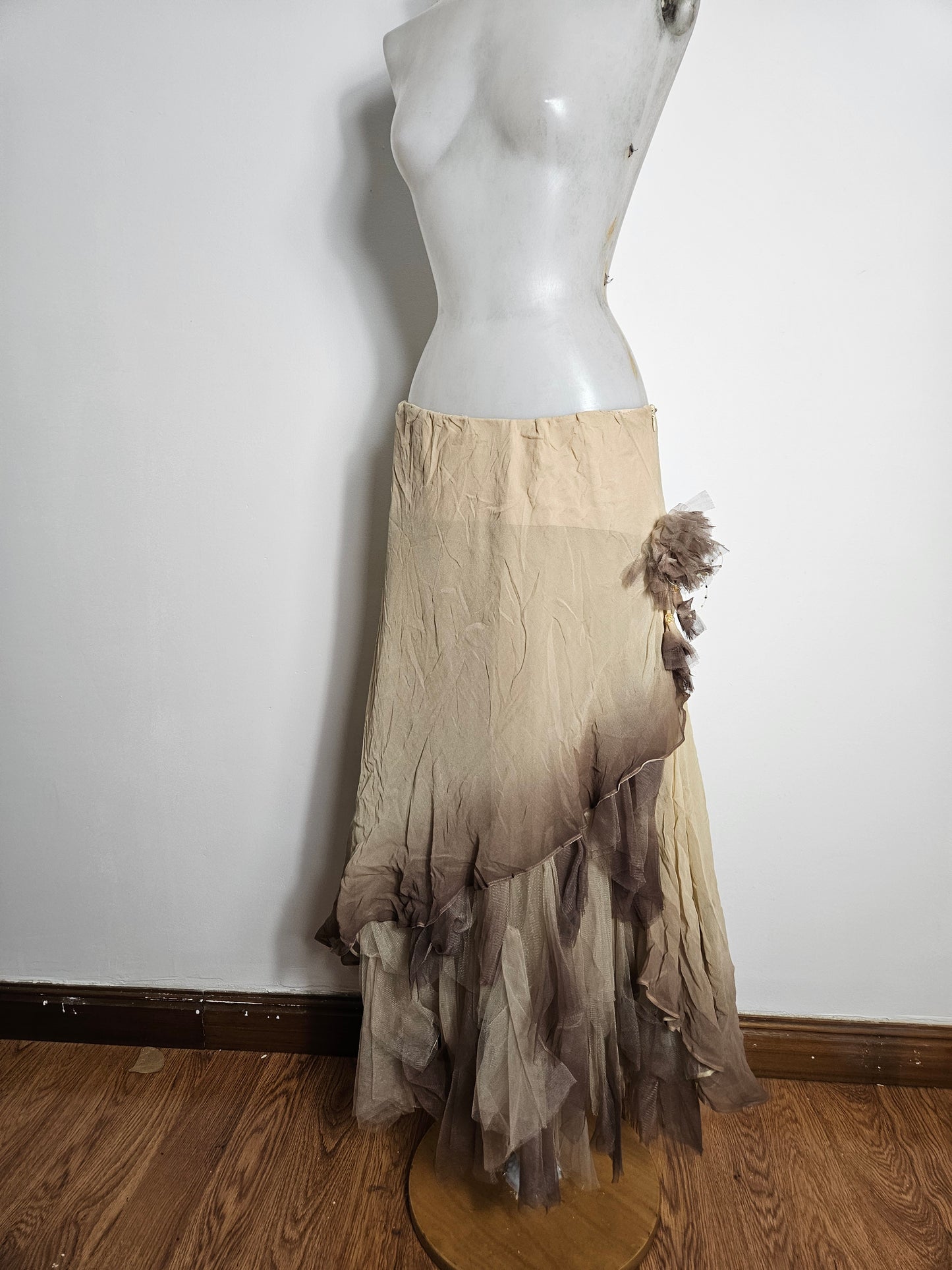 Ensemble à volants tons beige et marron