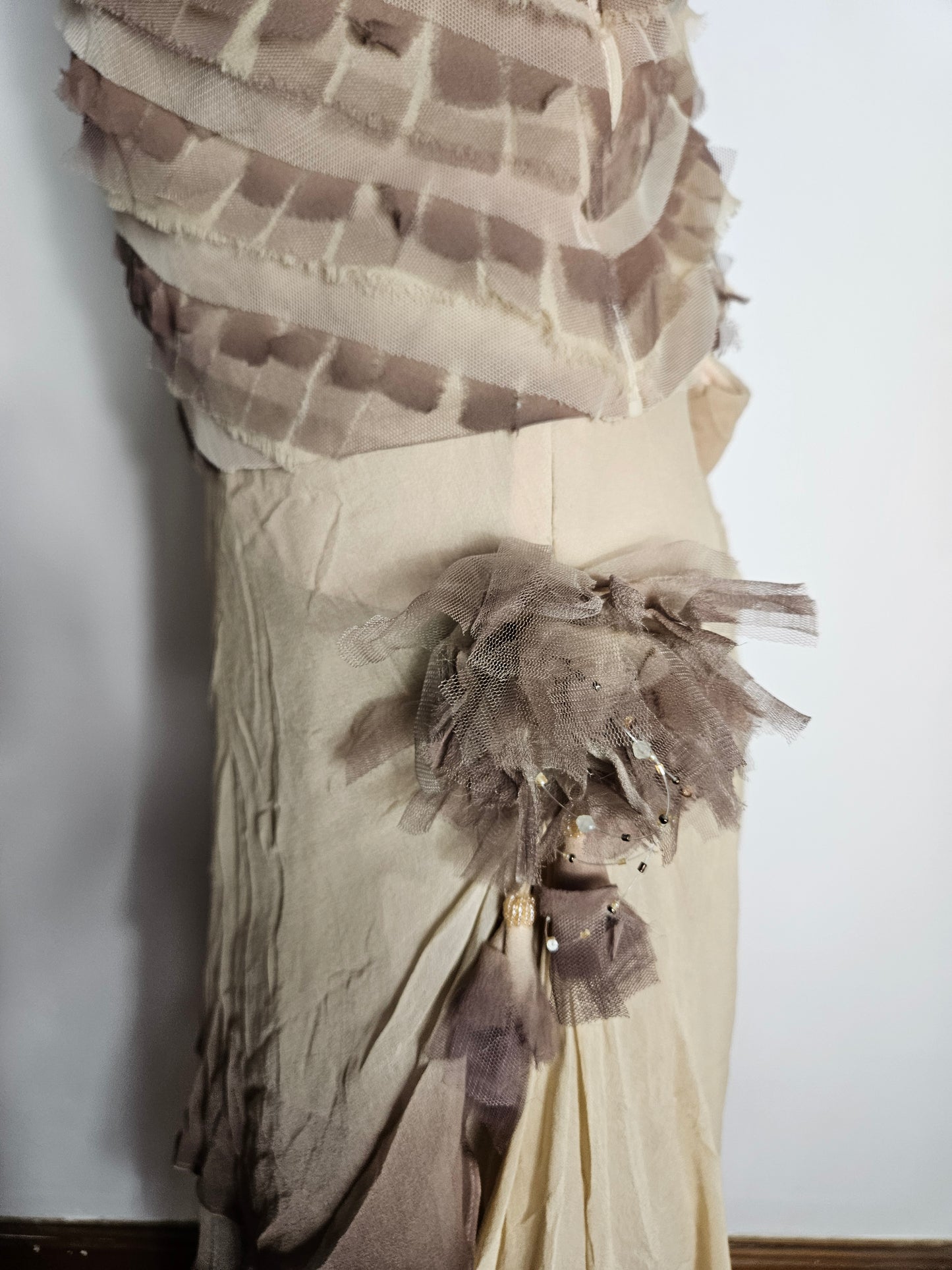 Ensemble à volants tons beige et marron