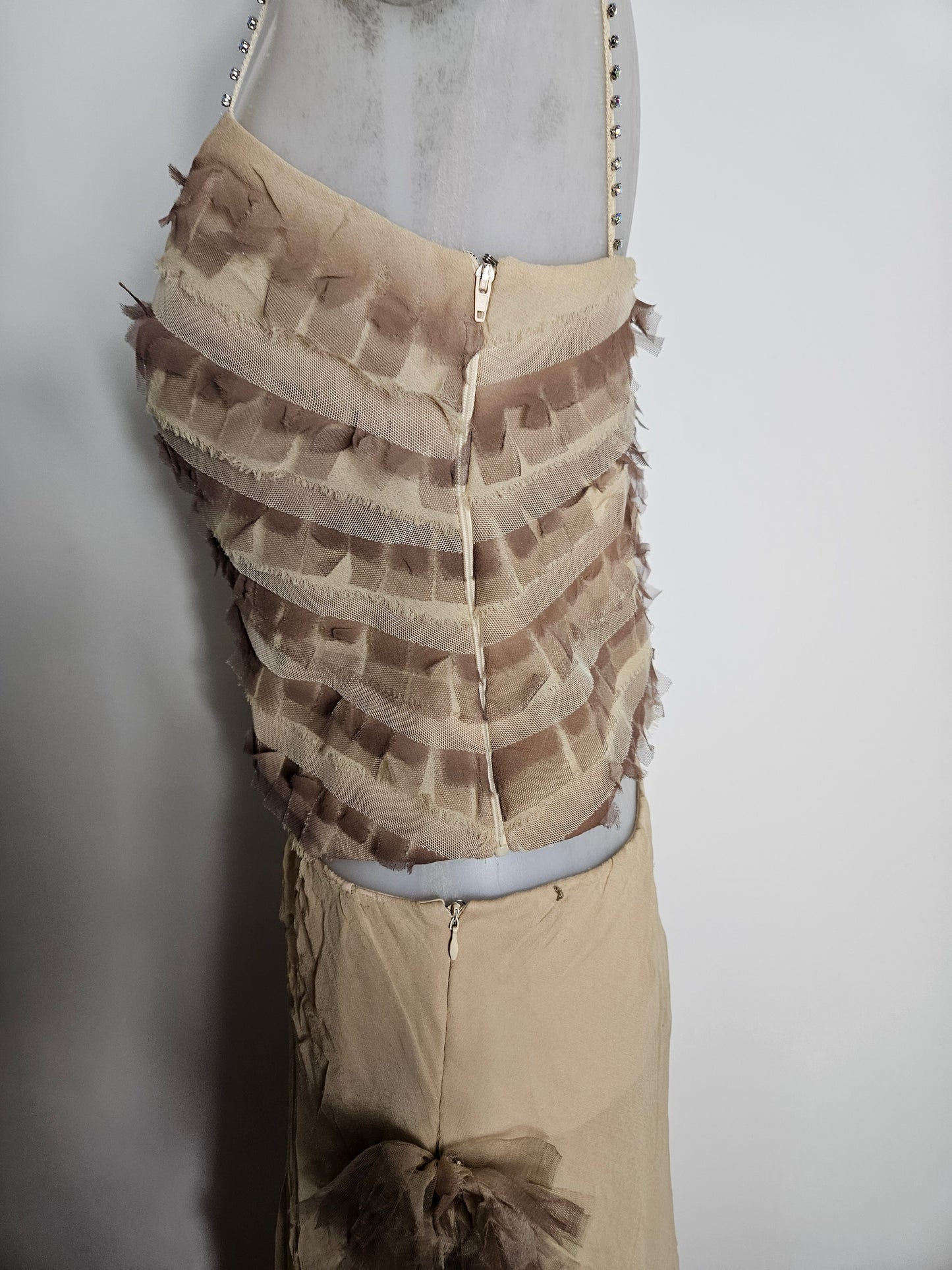 Ensemble à volants tons beige et marron