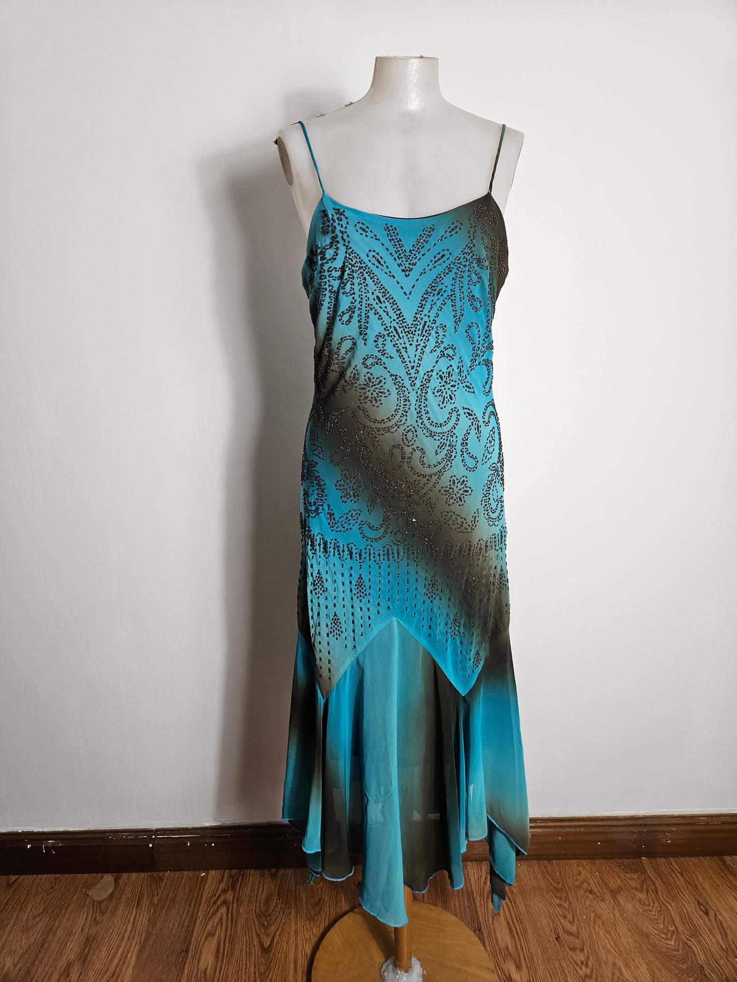 Vestido degradado azul y marrón