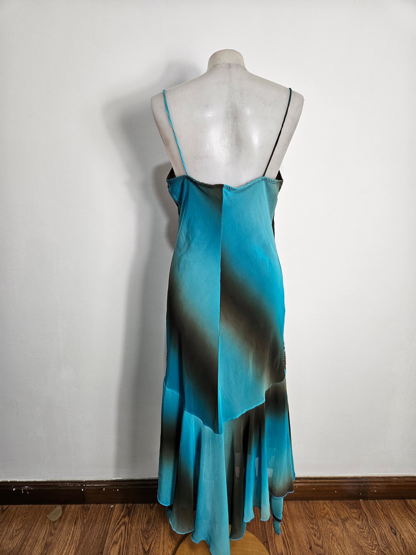 Vestido degradado azul y marrón