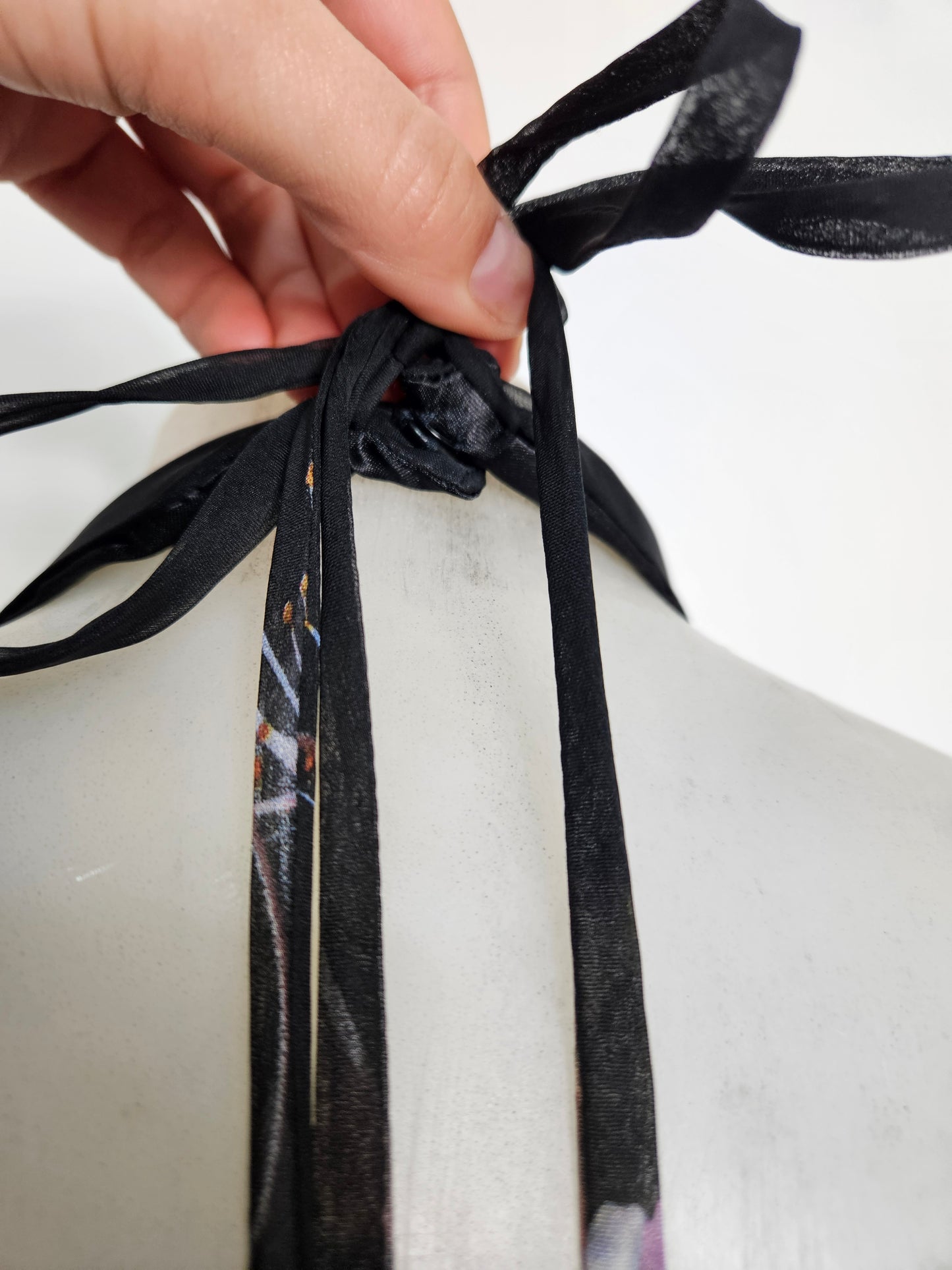 Maxi black floral dress with open back