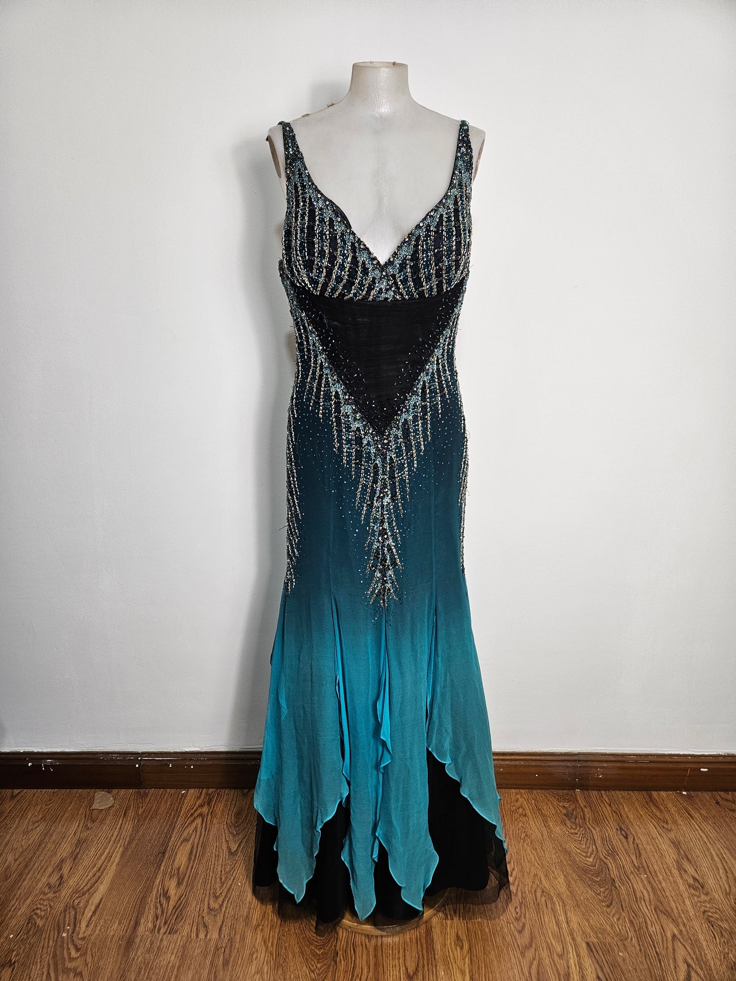 100% silk embroidered dress