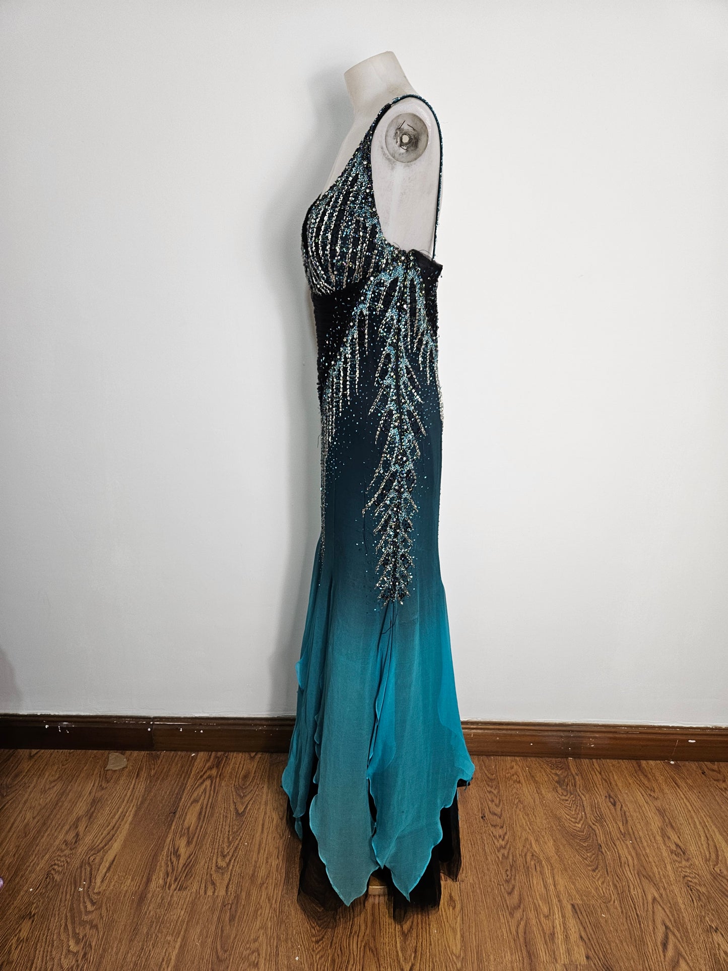 100% silk embroidered dress