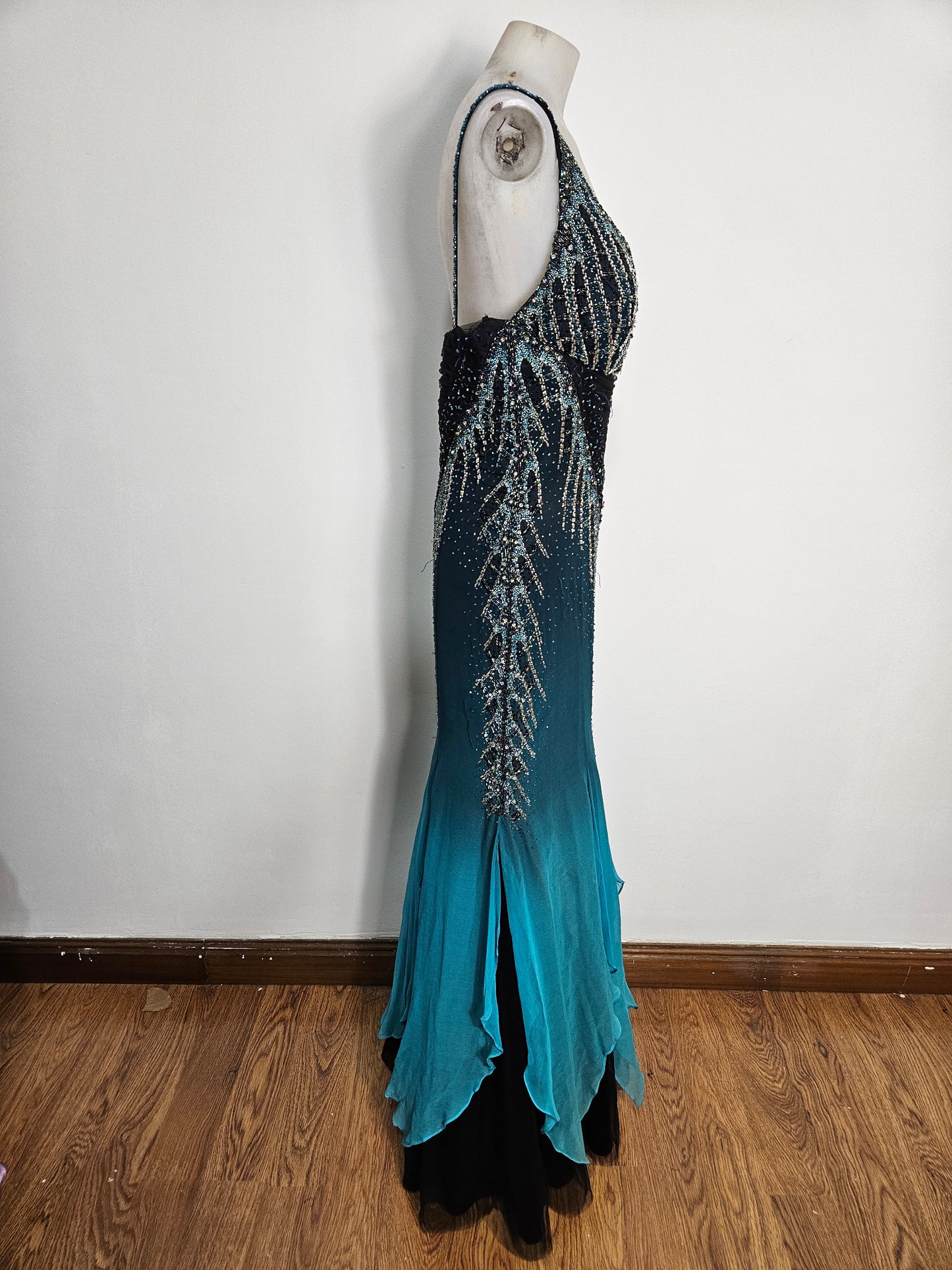 100% silk embroidered dress