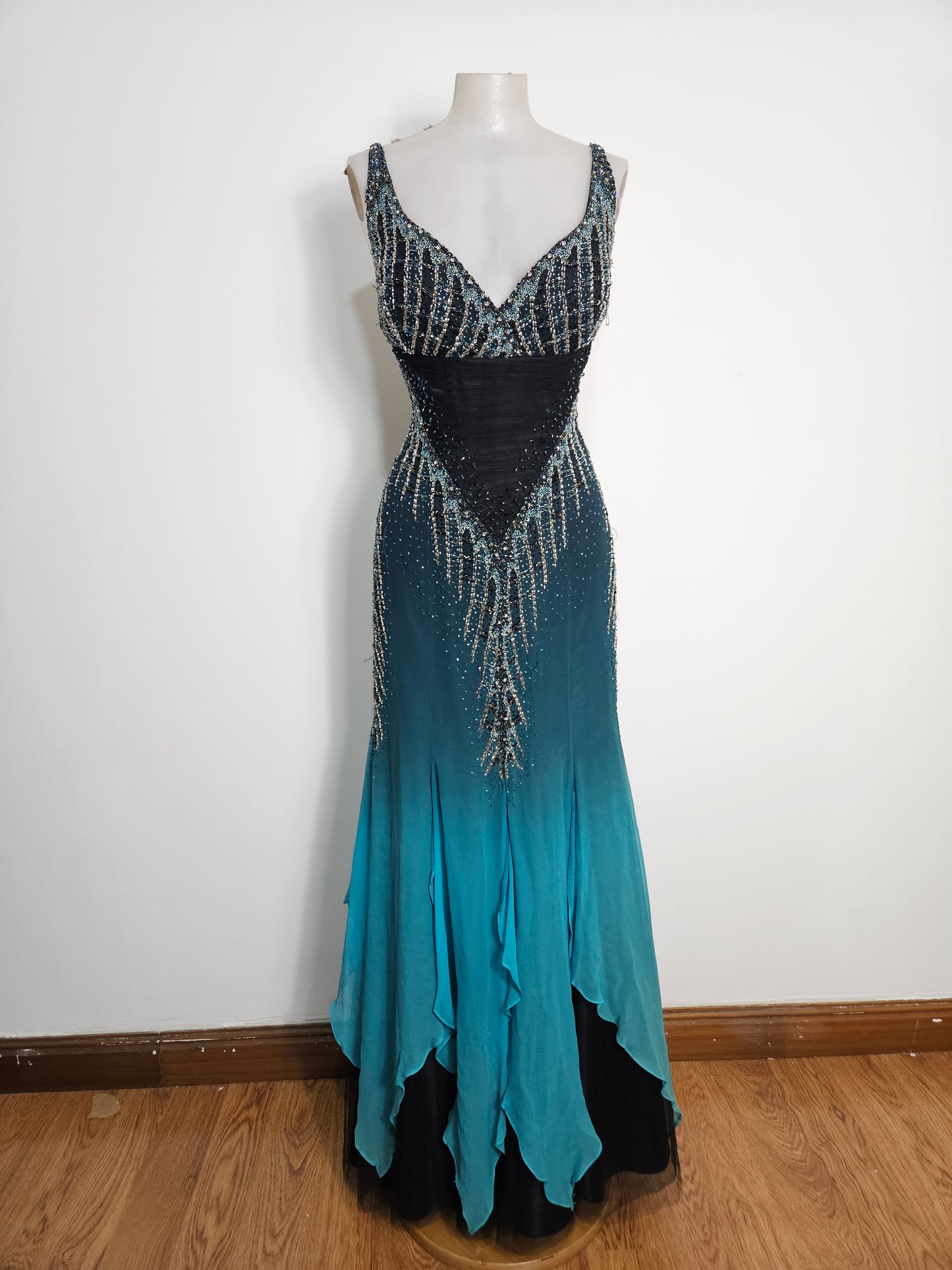 100% silk embroidered dress