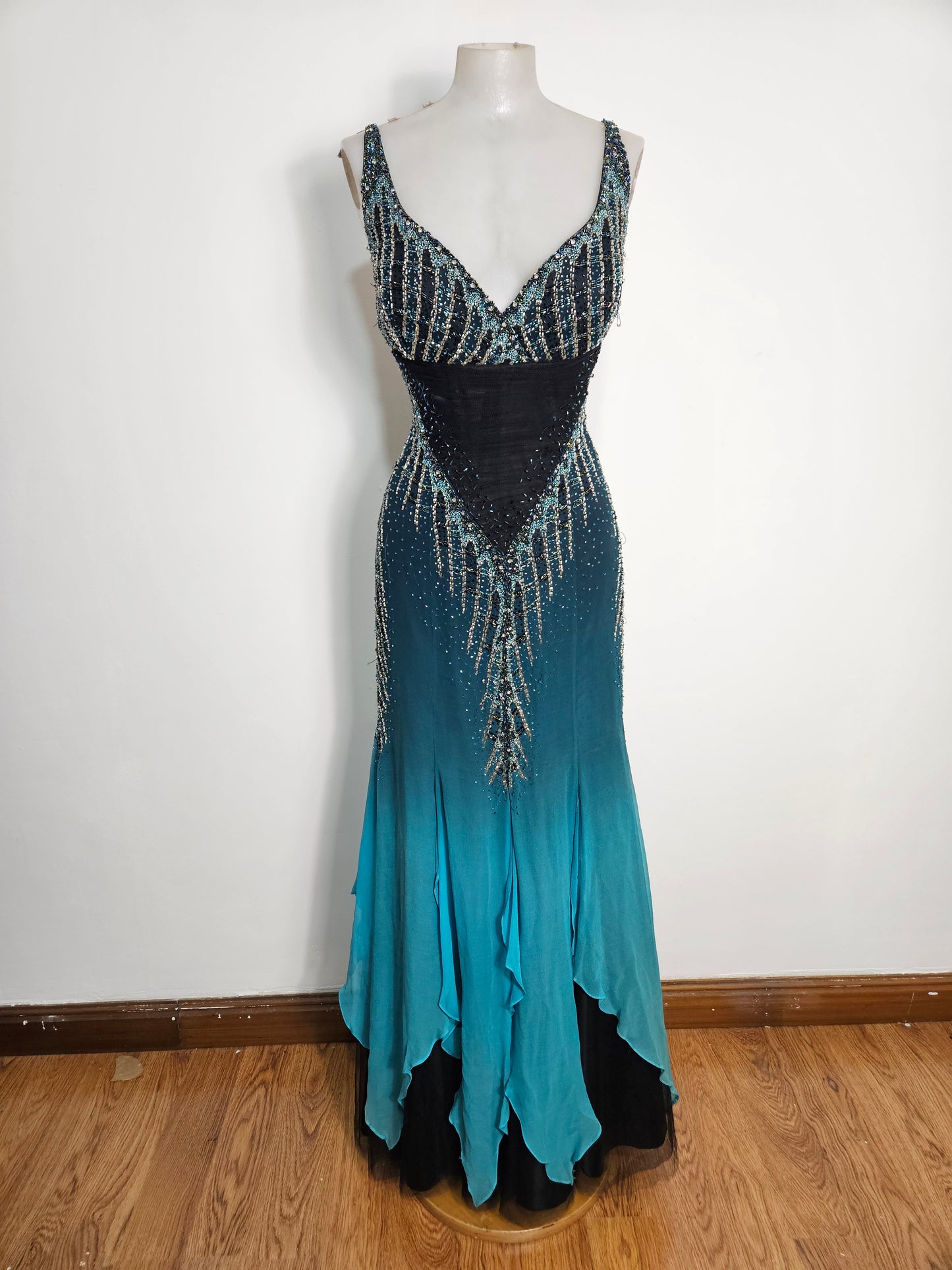 100% silk embroidered dress