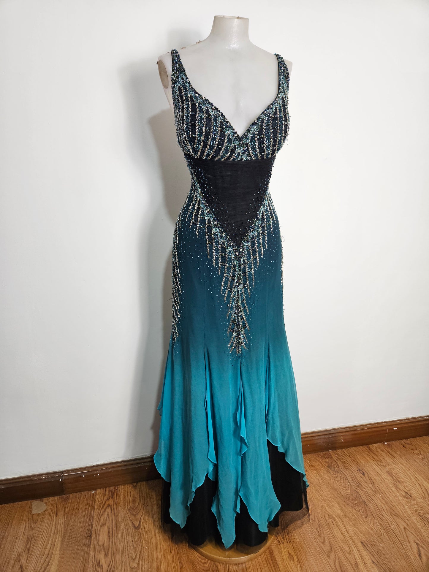 100% silk embroidered dress