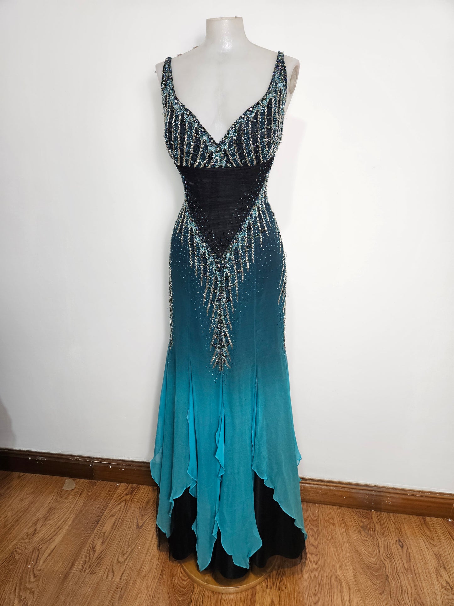 100% silk embroidered dress