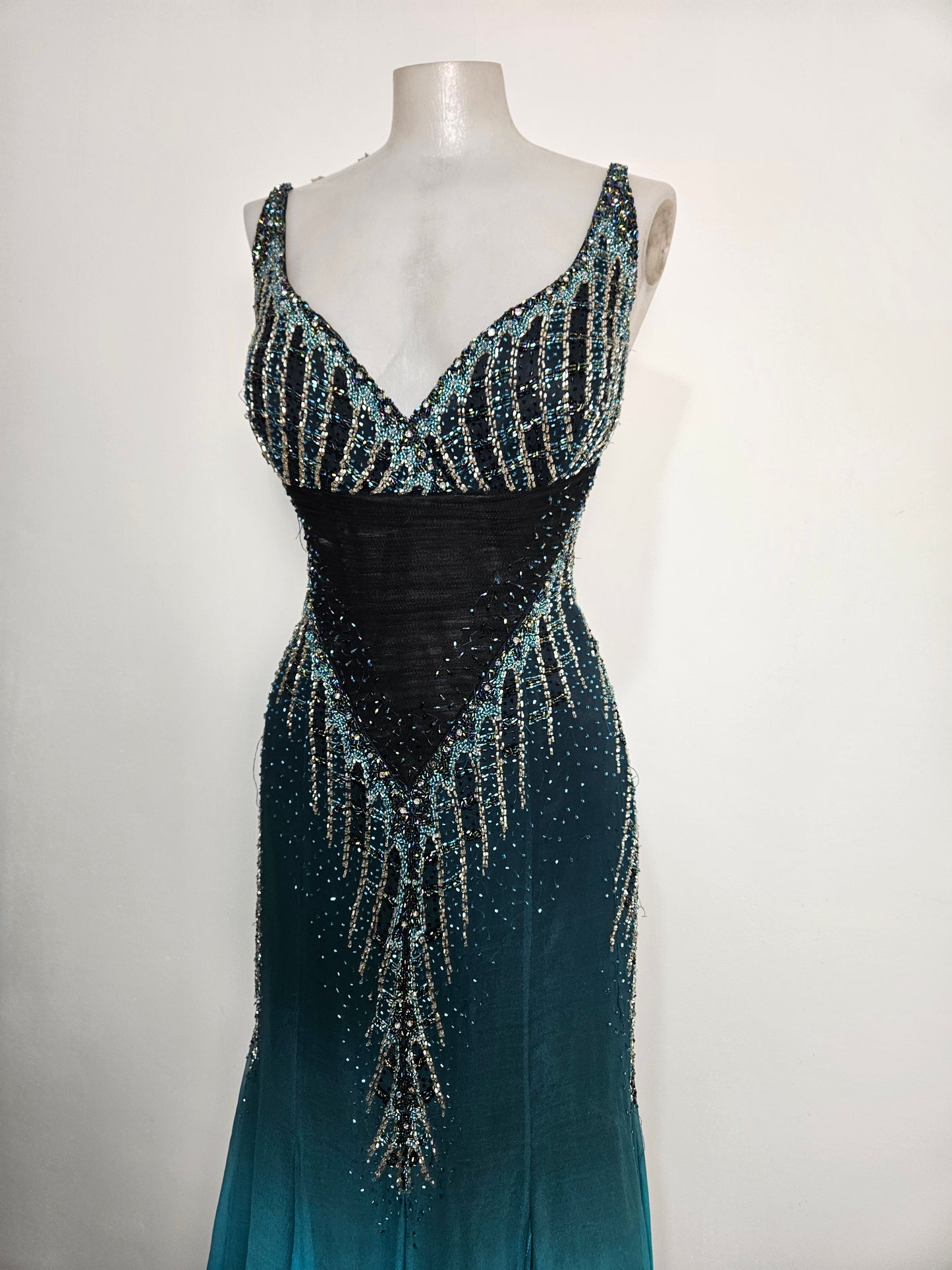 100% silk embroidered dress