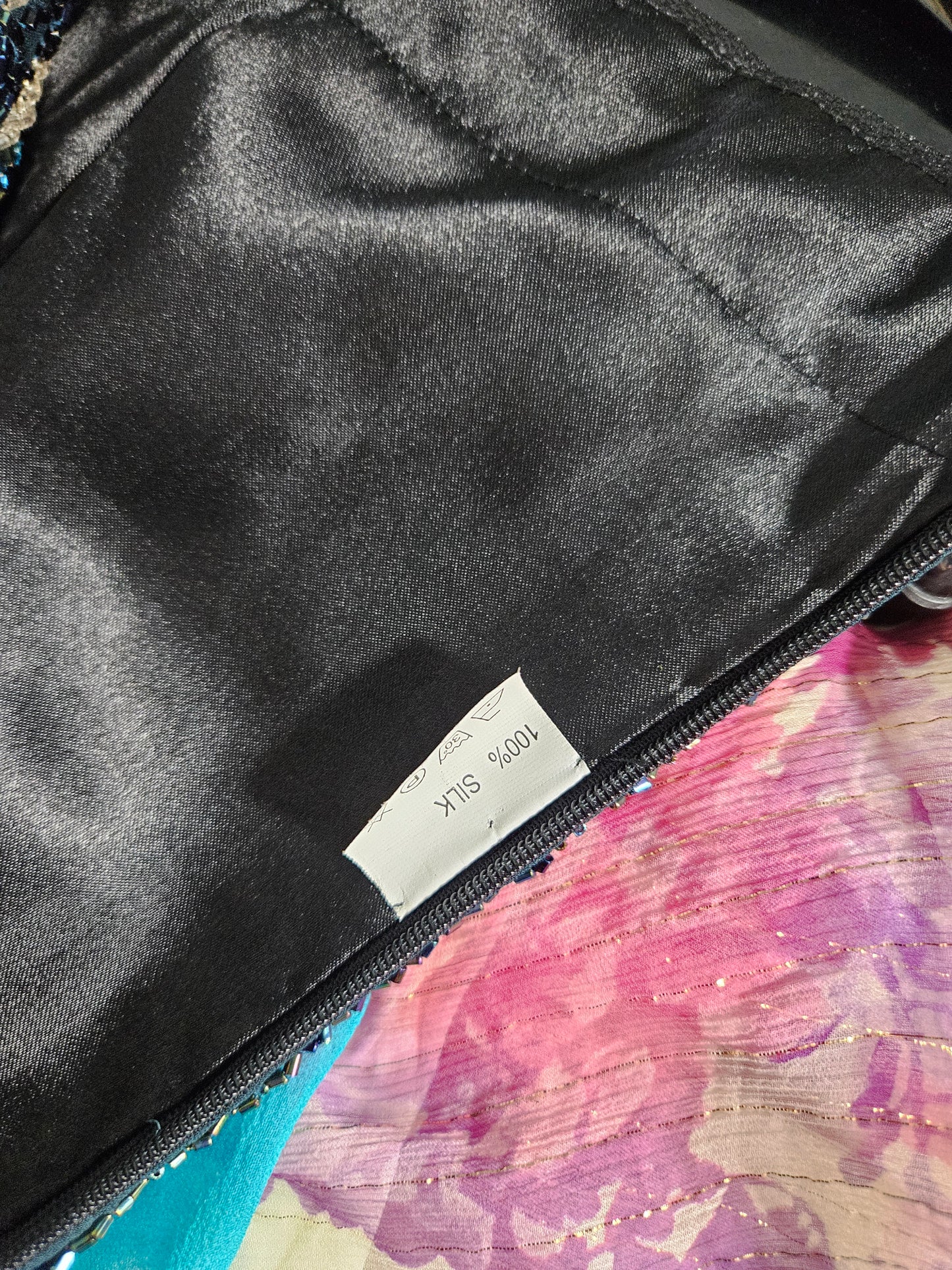 100% silk embroidered dress