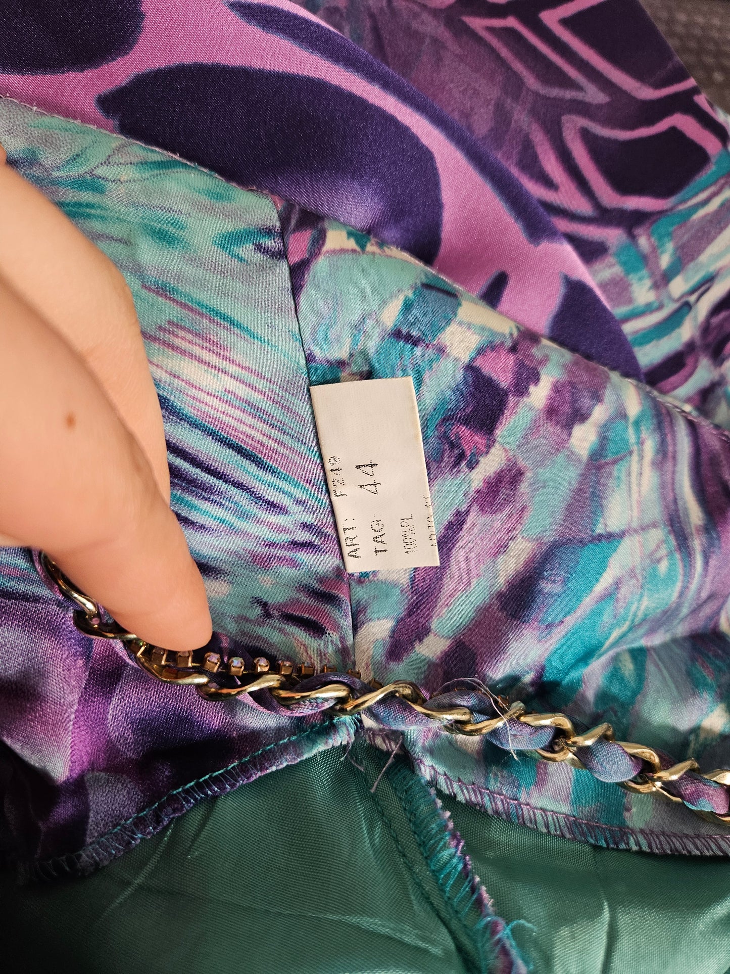 Vestido largo morado y azul