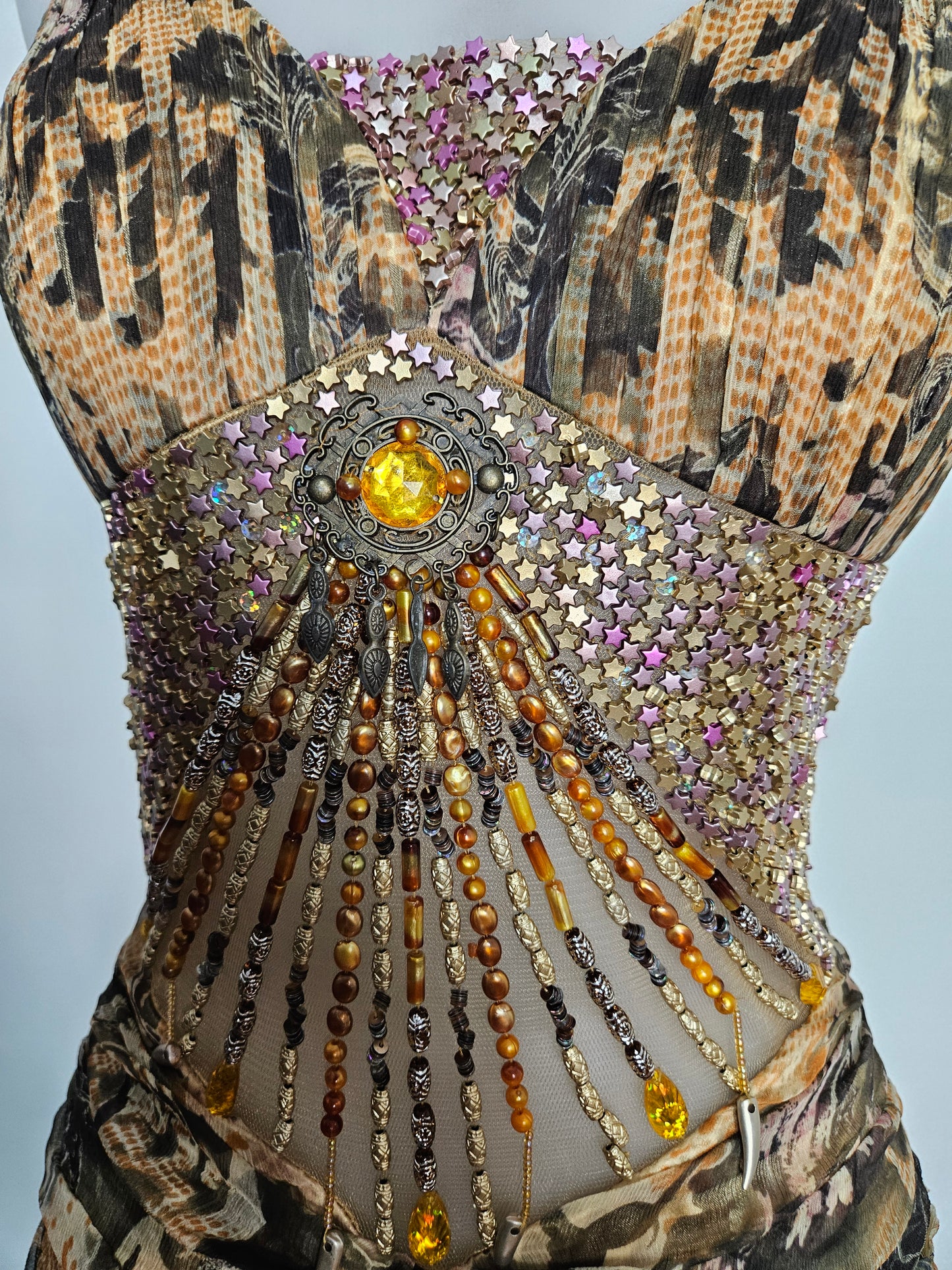 Vestido largo de voile bordado