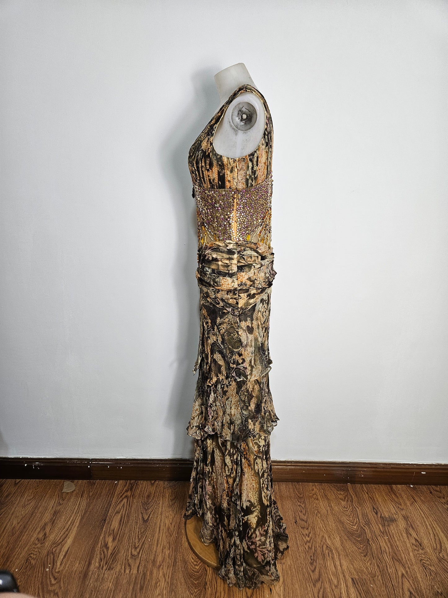 Vestido largo de voile bordado