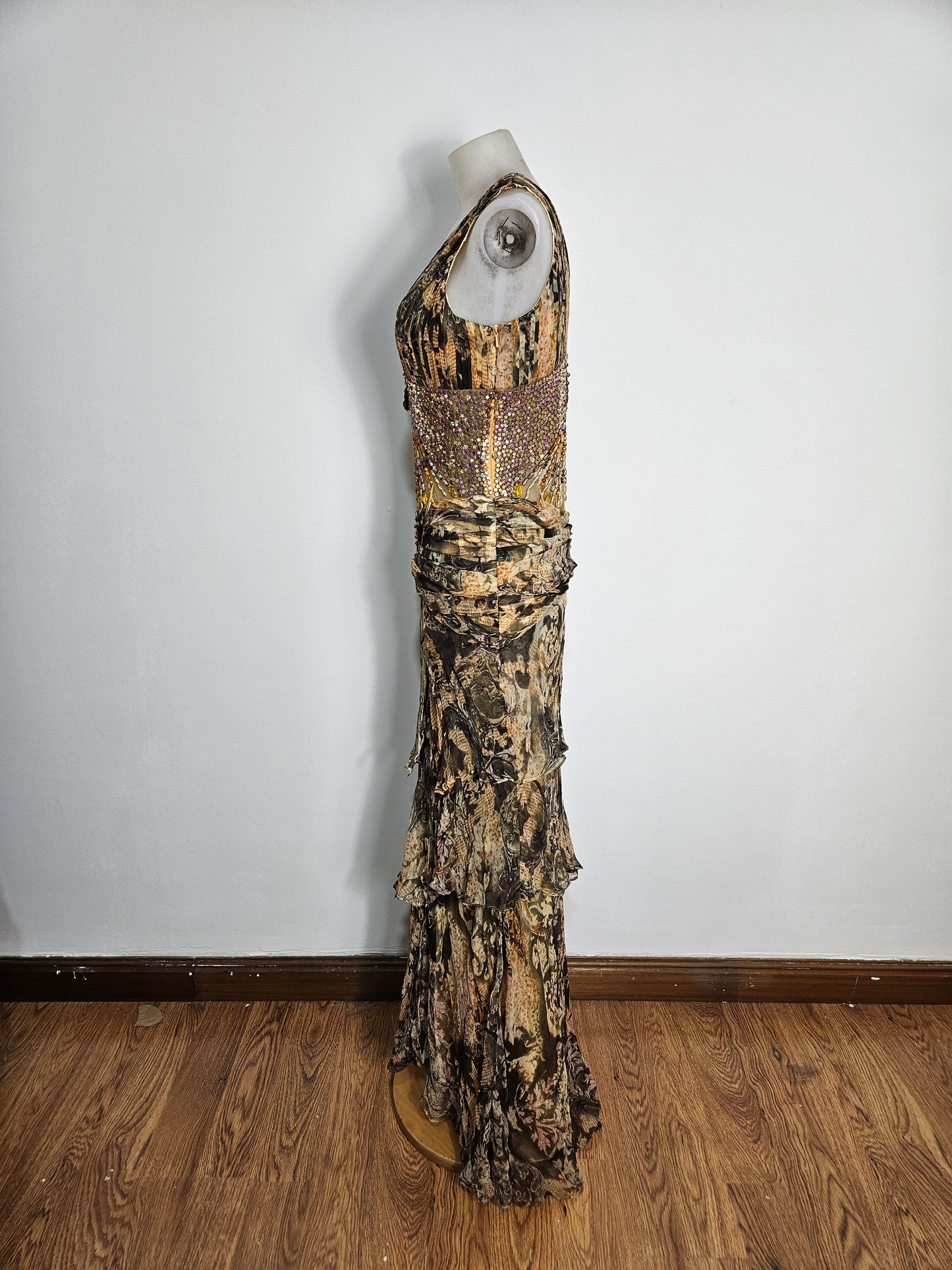 Vestido largo de voile bordado